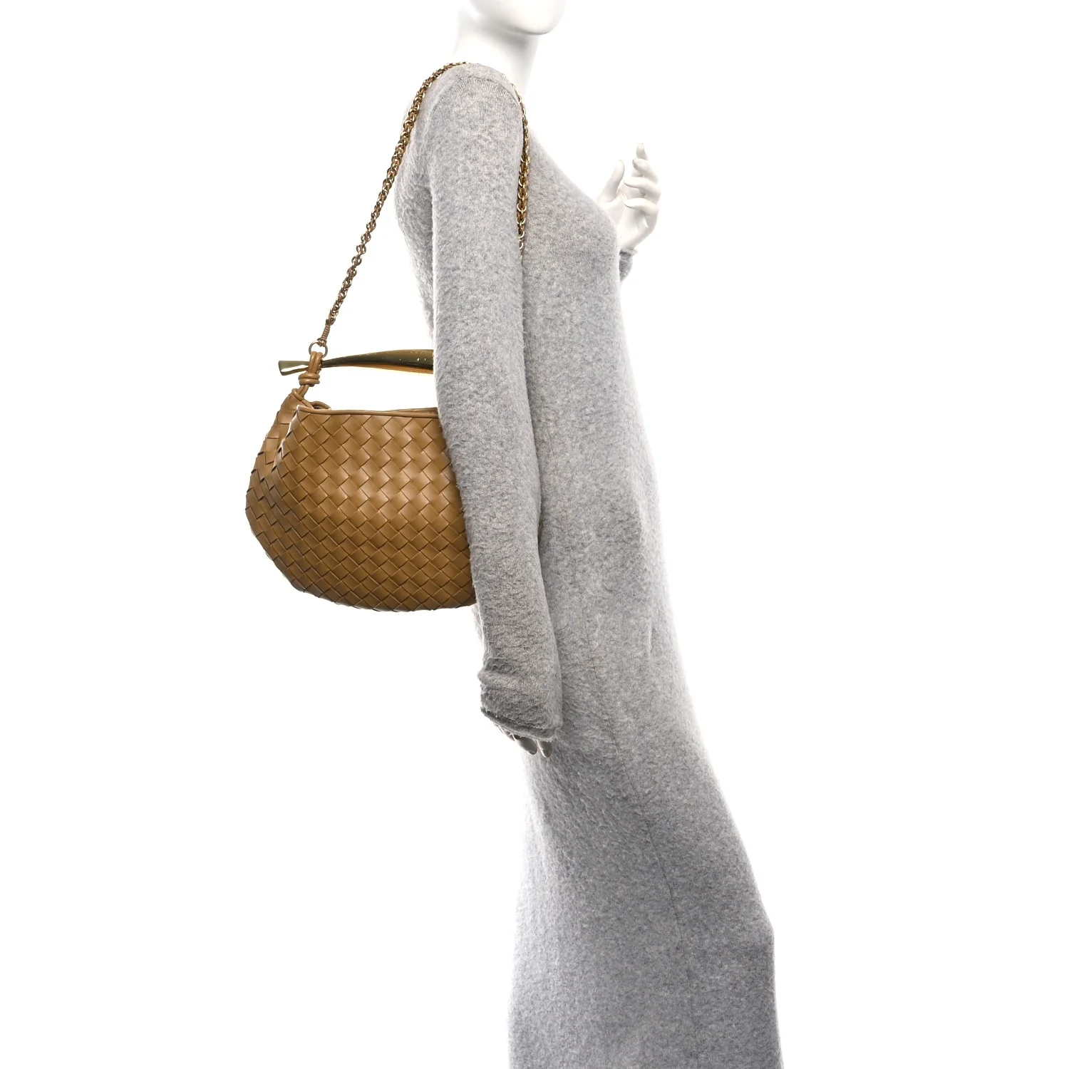 Nappa Intrecciato Sardine With Chain Bag Dark Praline - Image 3