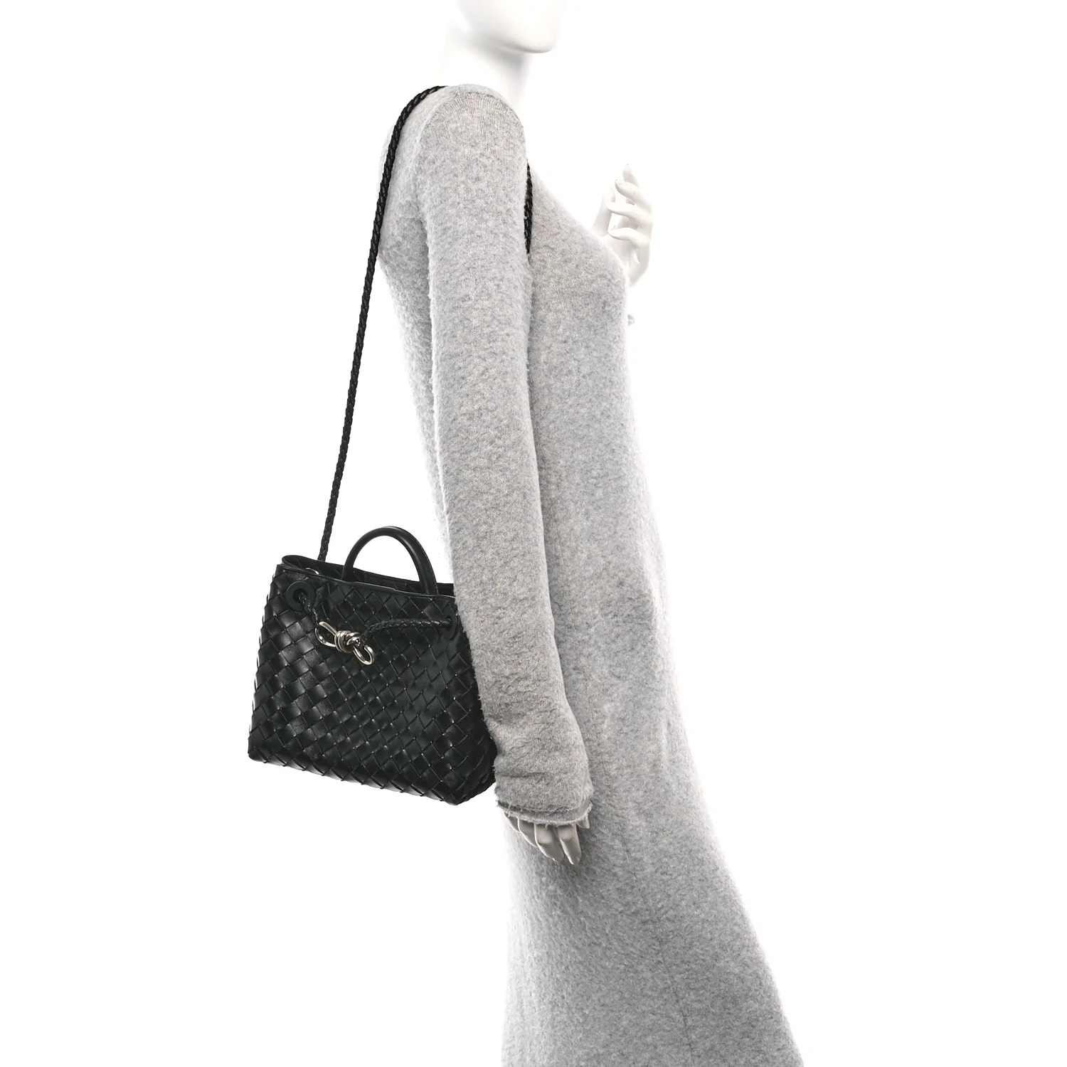 Nappa Intrecciato Small Andiamo Shoulder Bag Black - Image 2