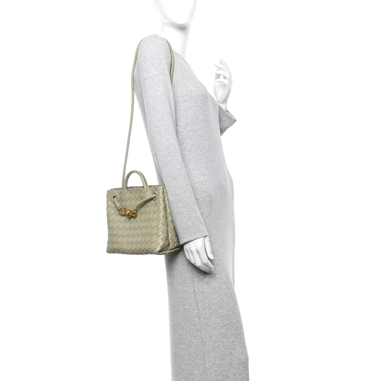 Nappa Intrecciato Small Andiamo Shoulder Bag Travertine - Image 2