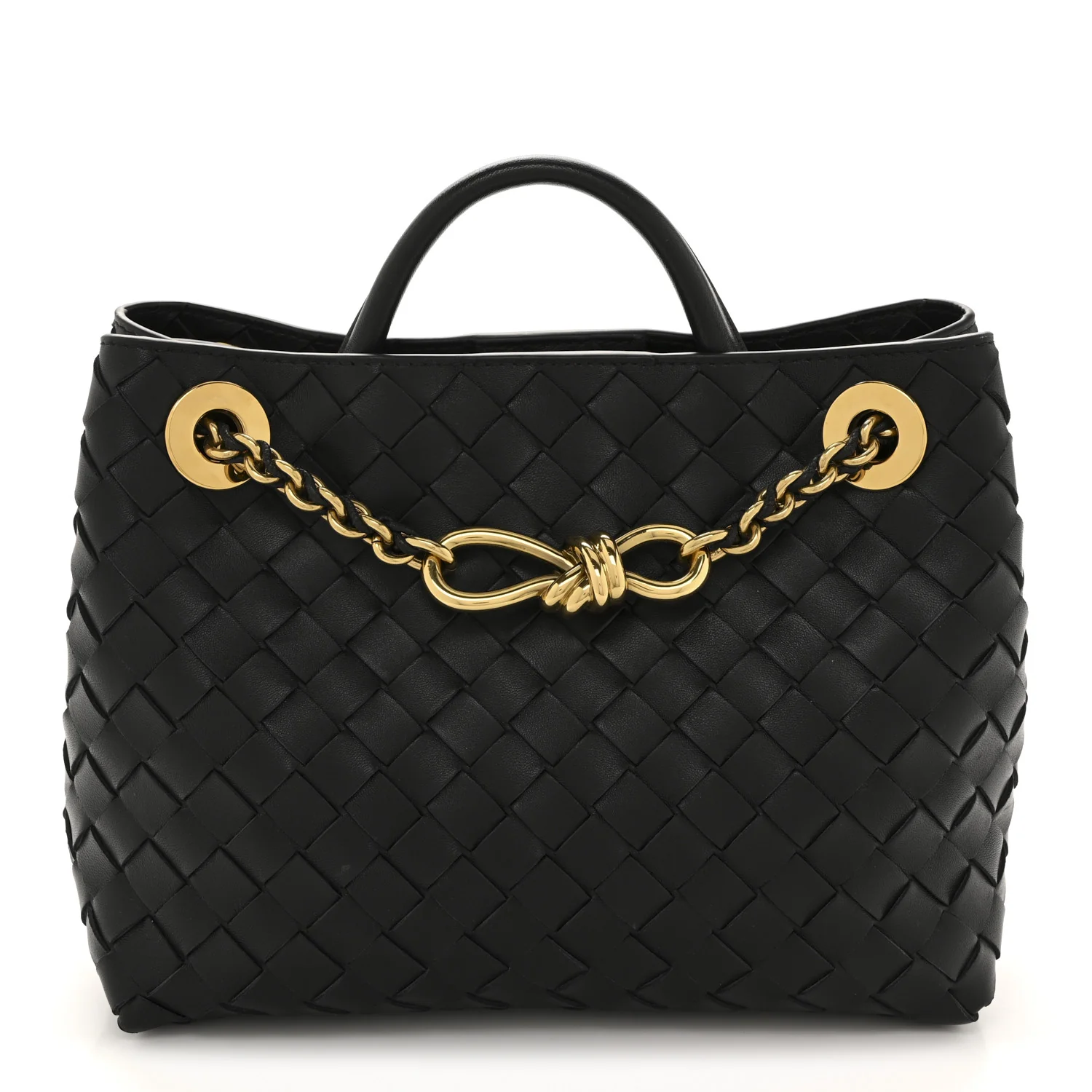 Nappa Intrecciato Small Andiamo With Chain Shoulder Bag Black