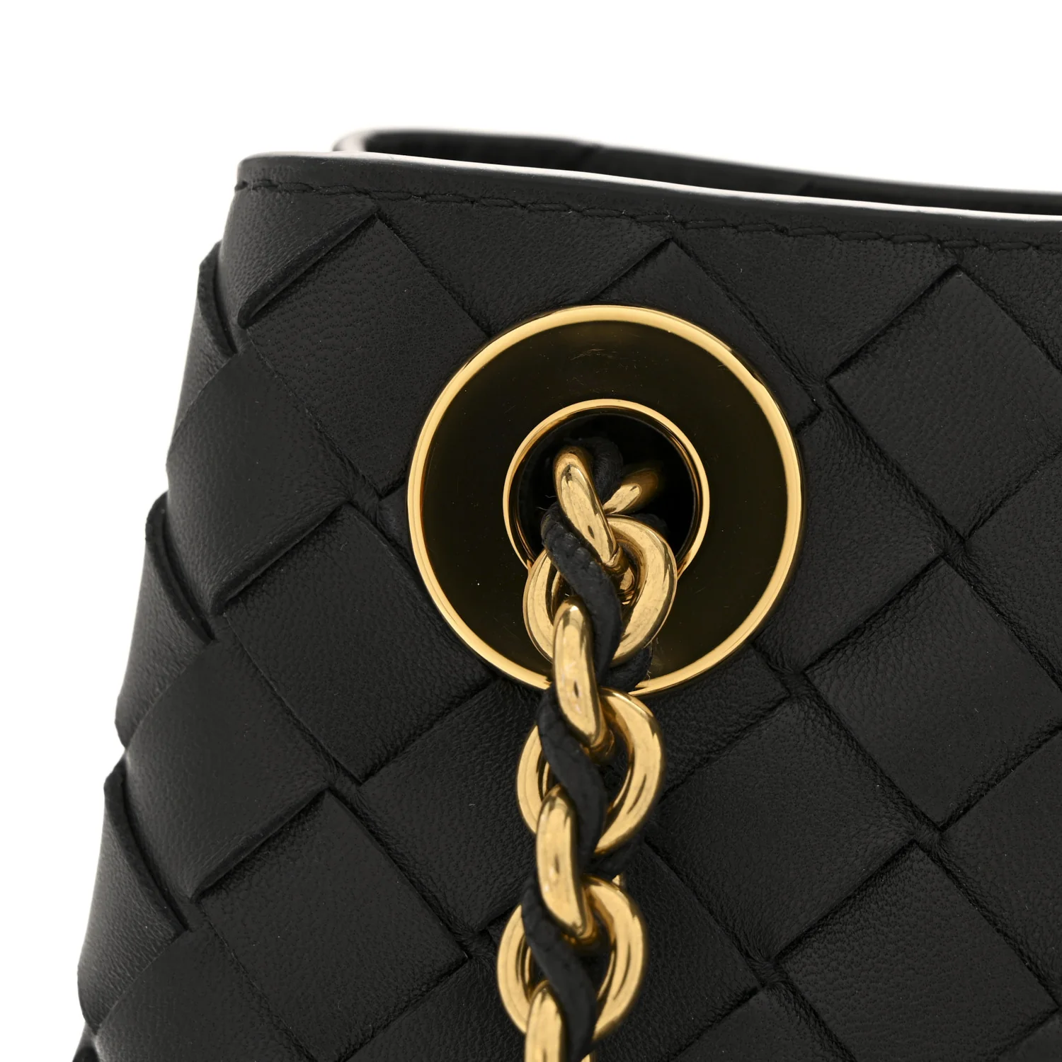 Nappa Intrecciato Small Andiamo With Chain Shoulder Bag Black - Image 10