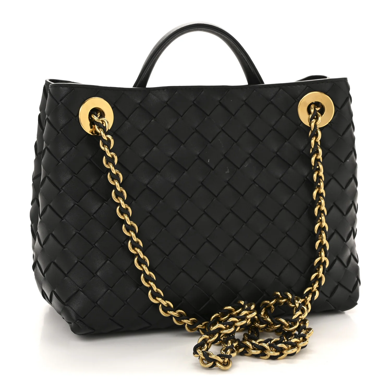 Nappa Intrecciato Small Andiamo With Chain Shoulder Bag Black - Image 3