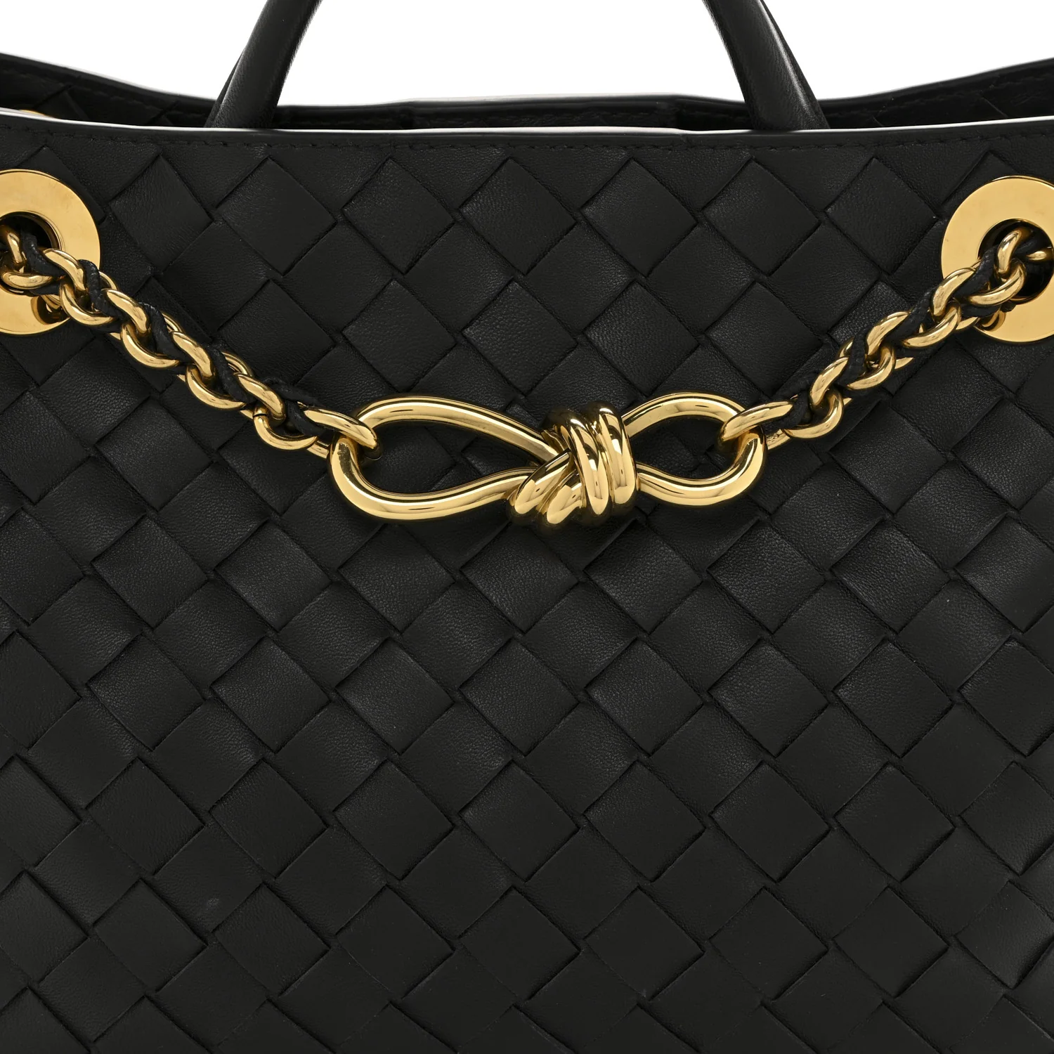 Nappa Intrecciato Small Andiamo With Chain Shoulder Bag Black - Image 7