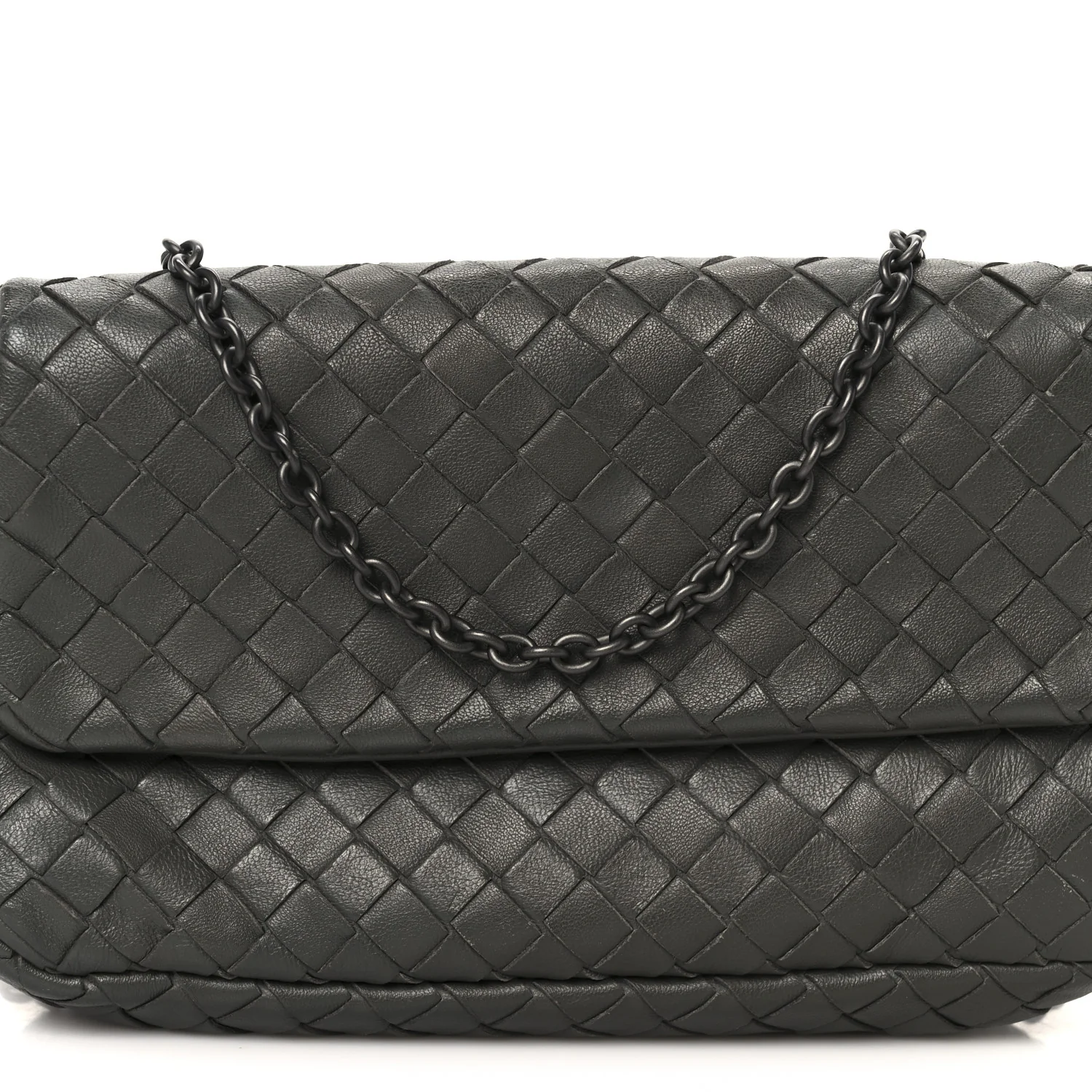 Nappa Intrecciato Small Chain Crossbody Light Grey - Image 10