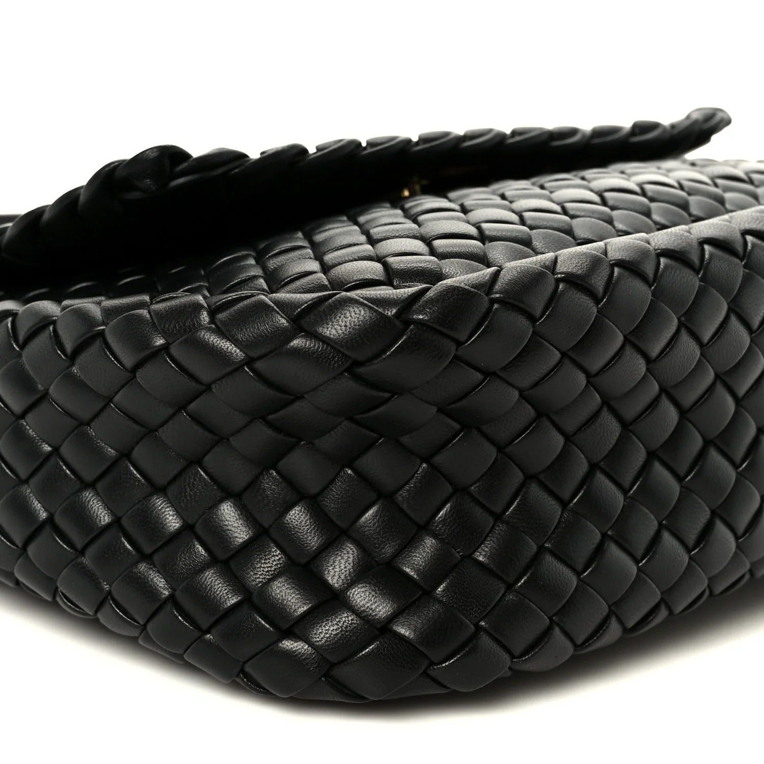Nappa Intrecciato Small Cobble Messenger Bag Black - Image 11