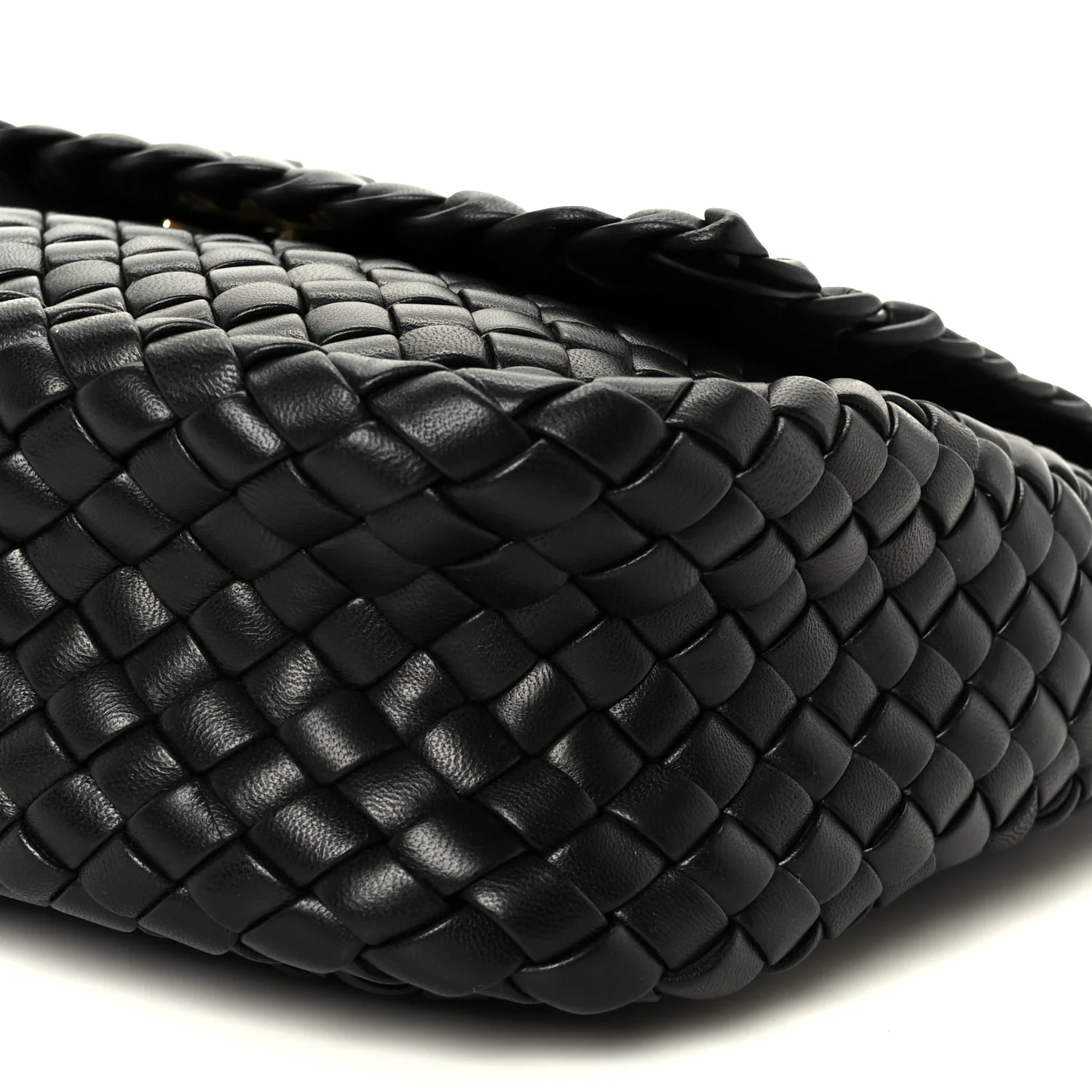Nappa Intrecciato Small Cobble Messenger Bag Black - Image 12