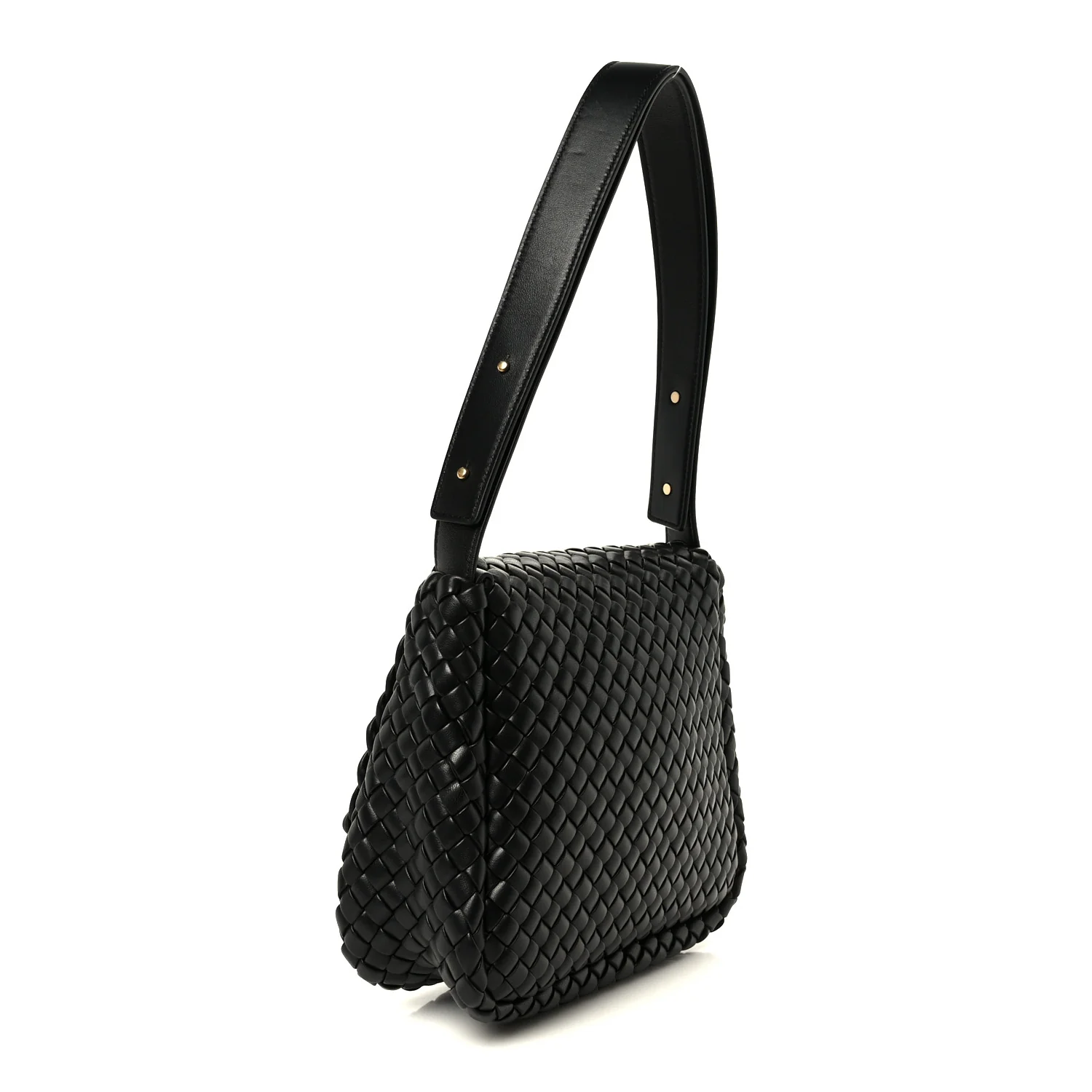 Nappa Intrecciato Small Cobble Messenger Bag Black - Image 3