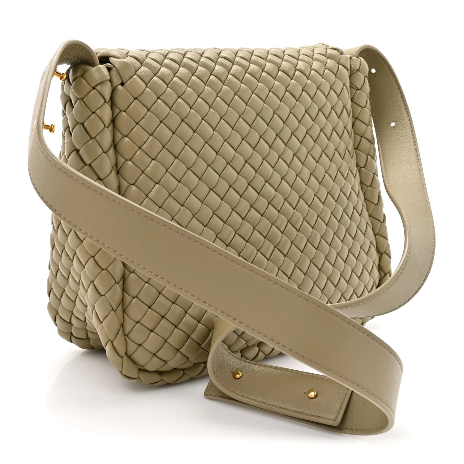Nappa Intrecciato Small Cobble Shoulder Bag Camel - Image 2