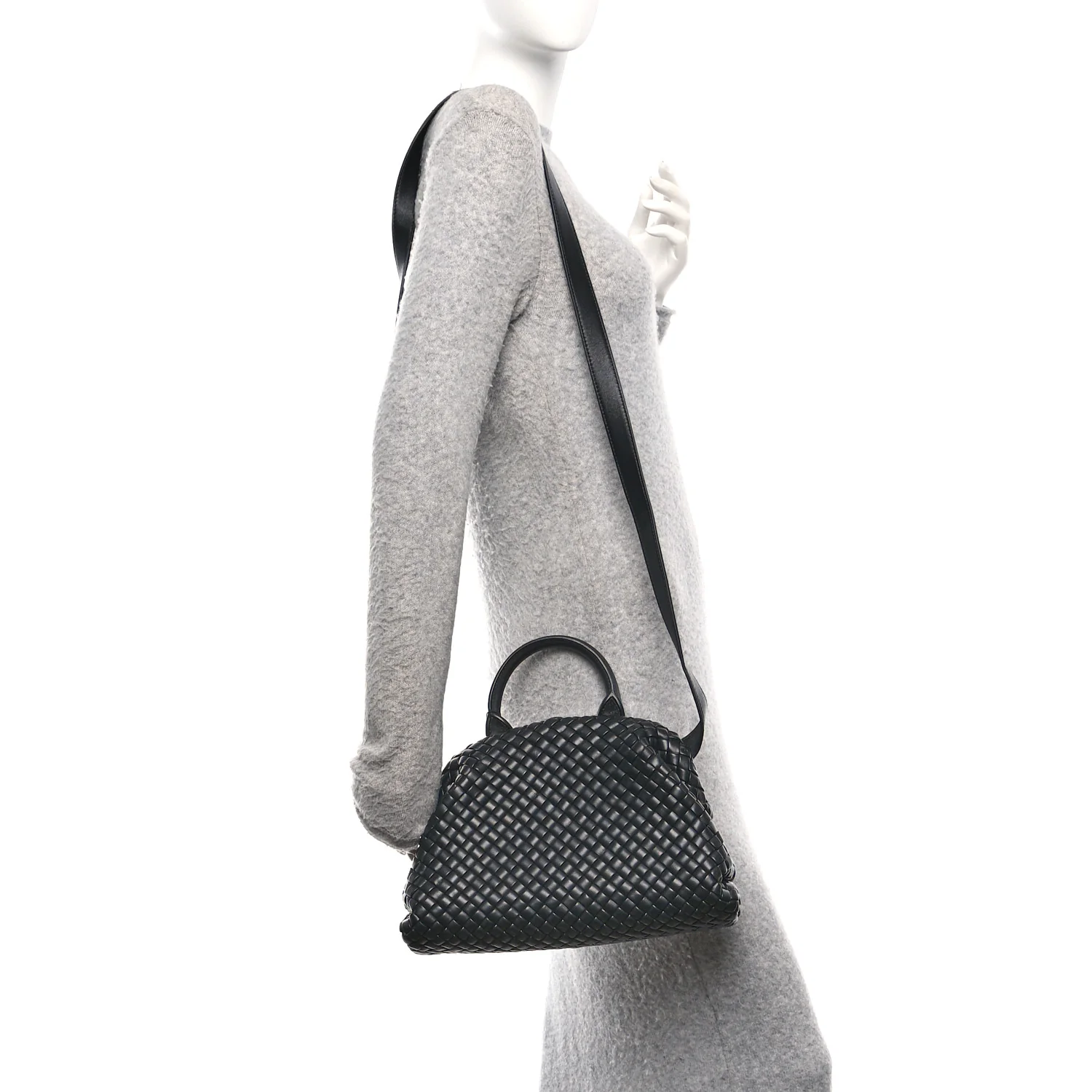 Nappa Intrecciato Small Padded The Handle Tote Black - Image 3