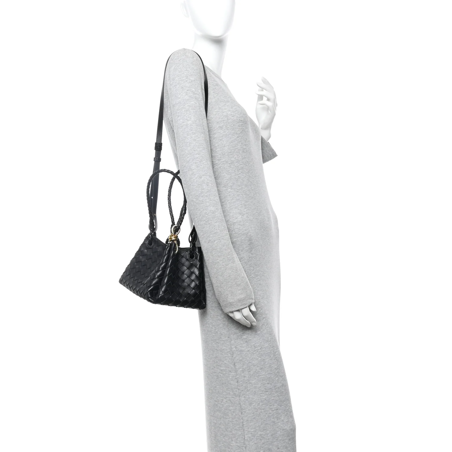 Nappa Intrecciato Small Parachute Shoulder Bag Black - Image 2