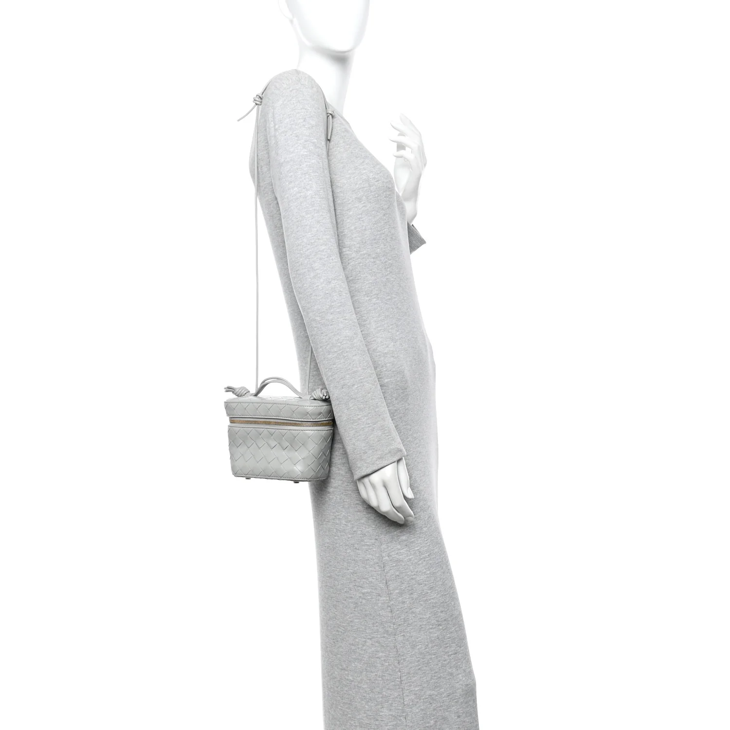 Nappa Intrecciato Small Vanity Case On Strap Agate Grey - Image 2