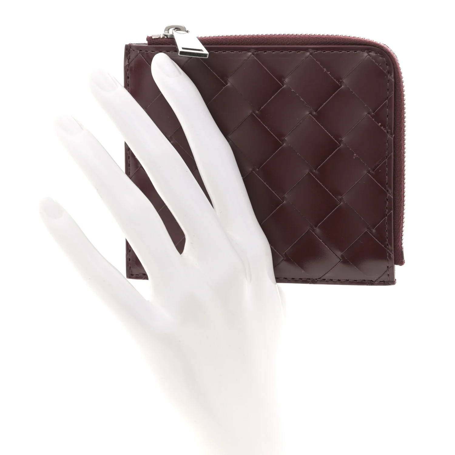 Nappa Intrecciato Square Zip Around Wallet Barolo - Image 2