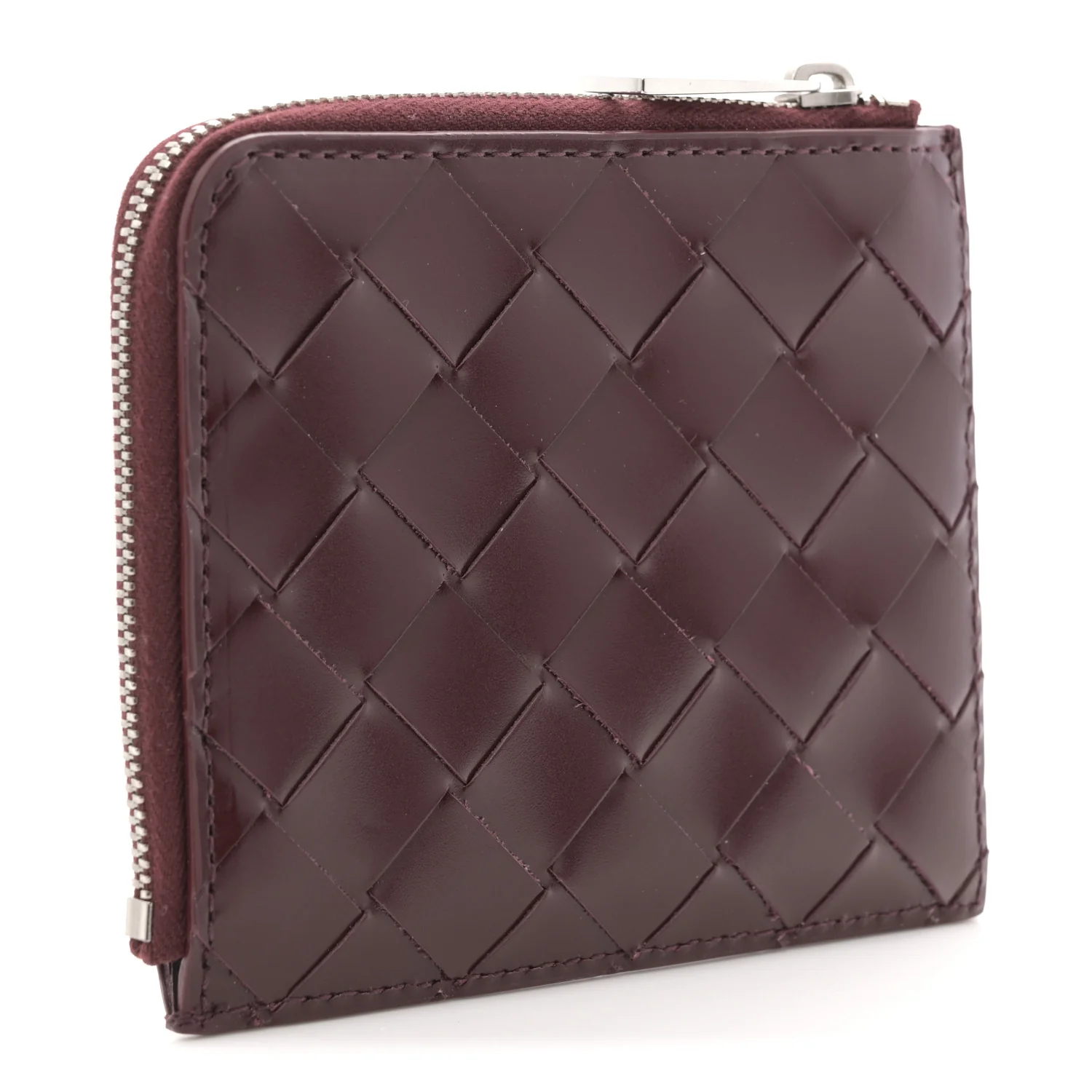 Nappa Intrecciato Square Zip Around Wallet Barolo - Image 3