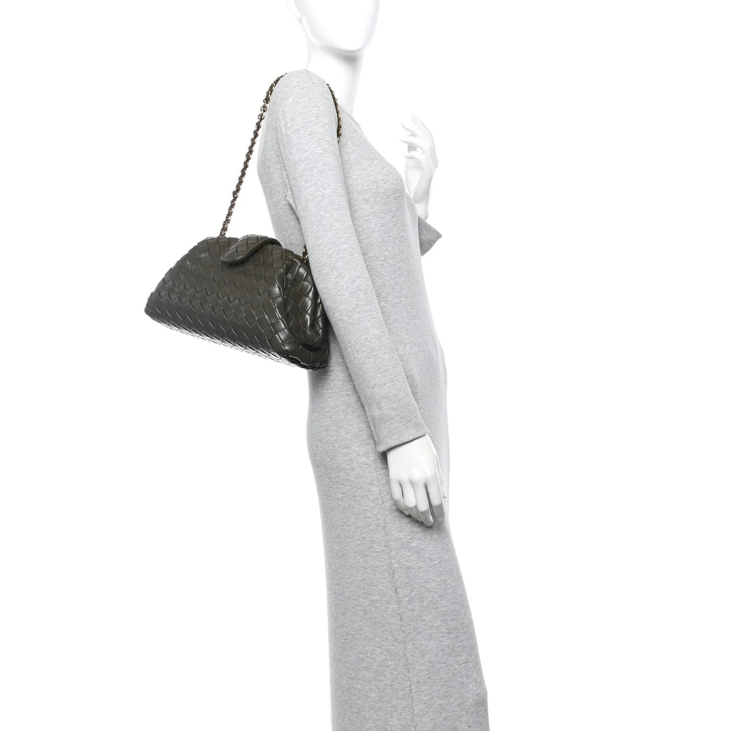 Nappa Intrecciato Teen The Lauren 1980 Clutch With Chain Khaki - Image 2