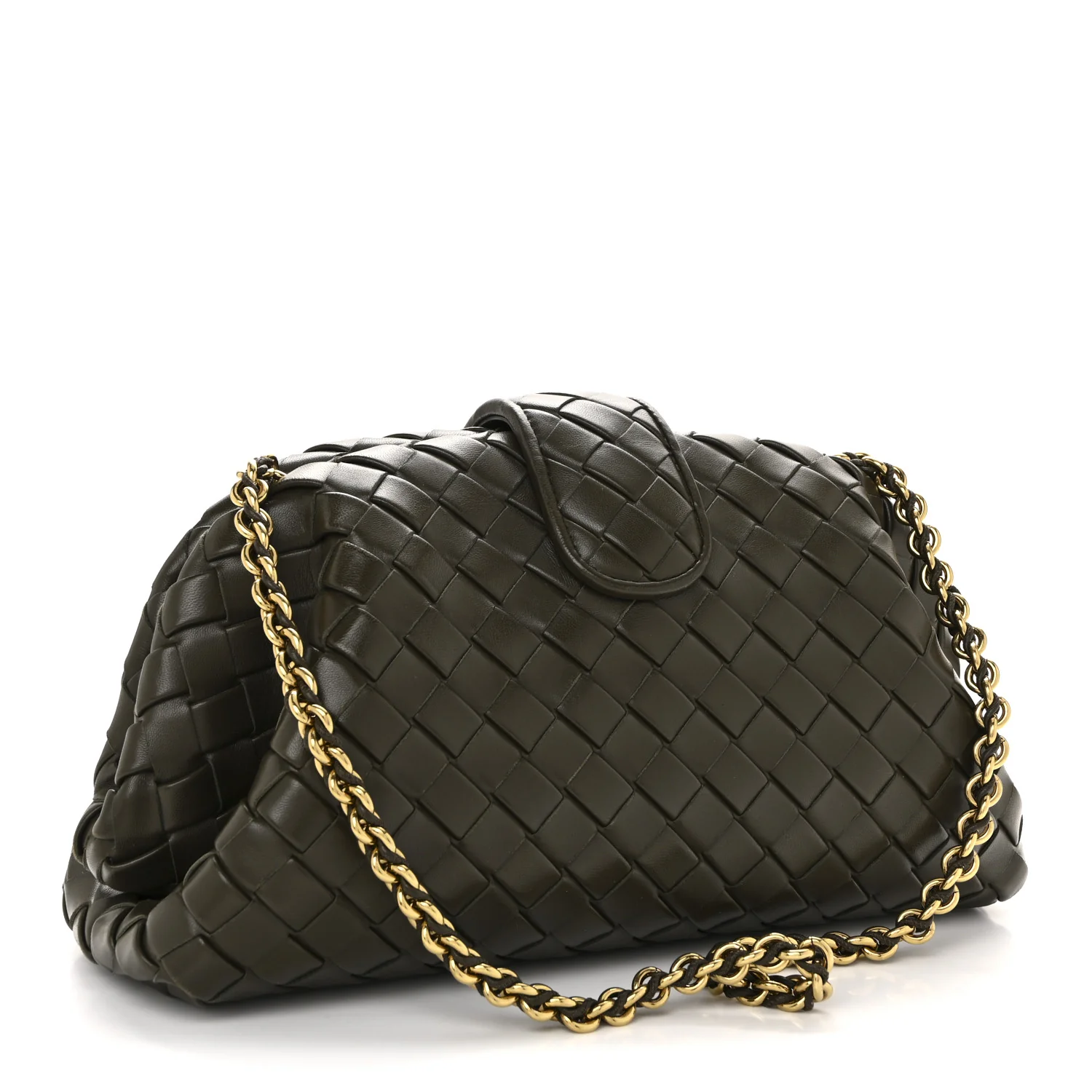 Nappa Intrecciato Teen The Lauren 1980 Clutch With Chain Khaki - Image 3
