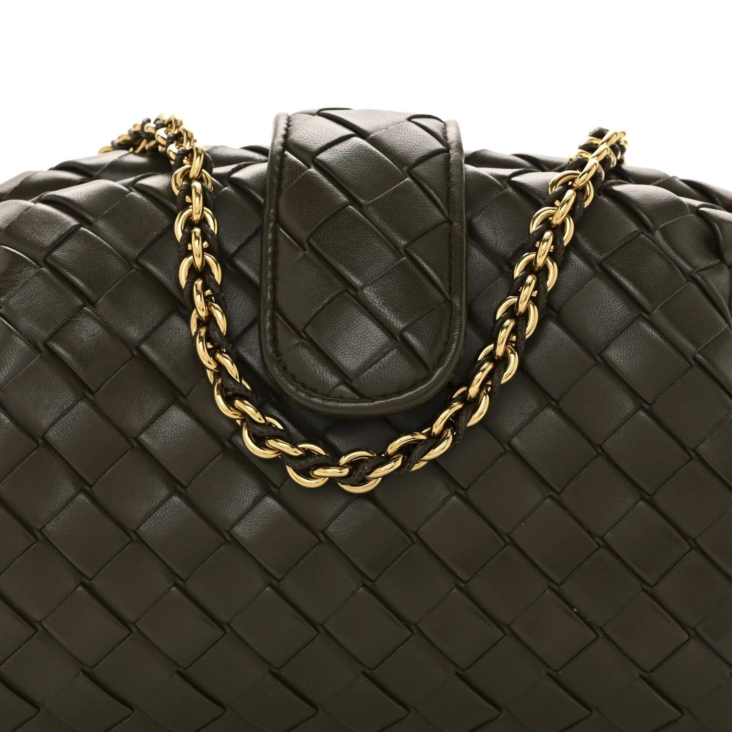Nappa Intrecciato Teen The Lauren 1980 Clutch With Chain Khaki - Image 8