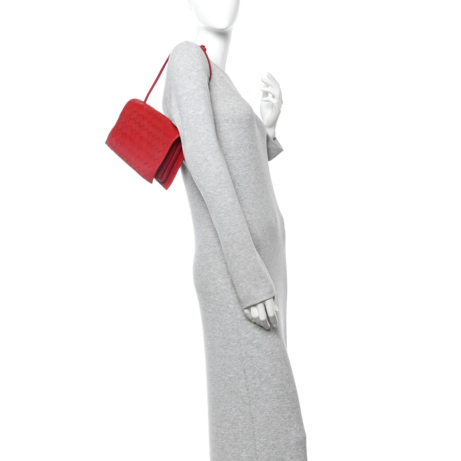 Nappa Intrecciato Trio Pouch On Strap Red - Image 2