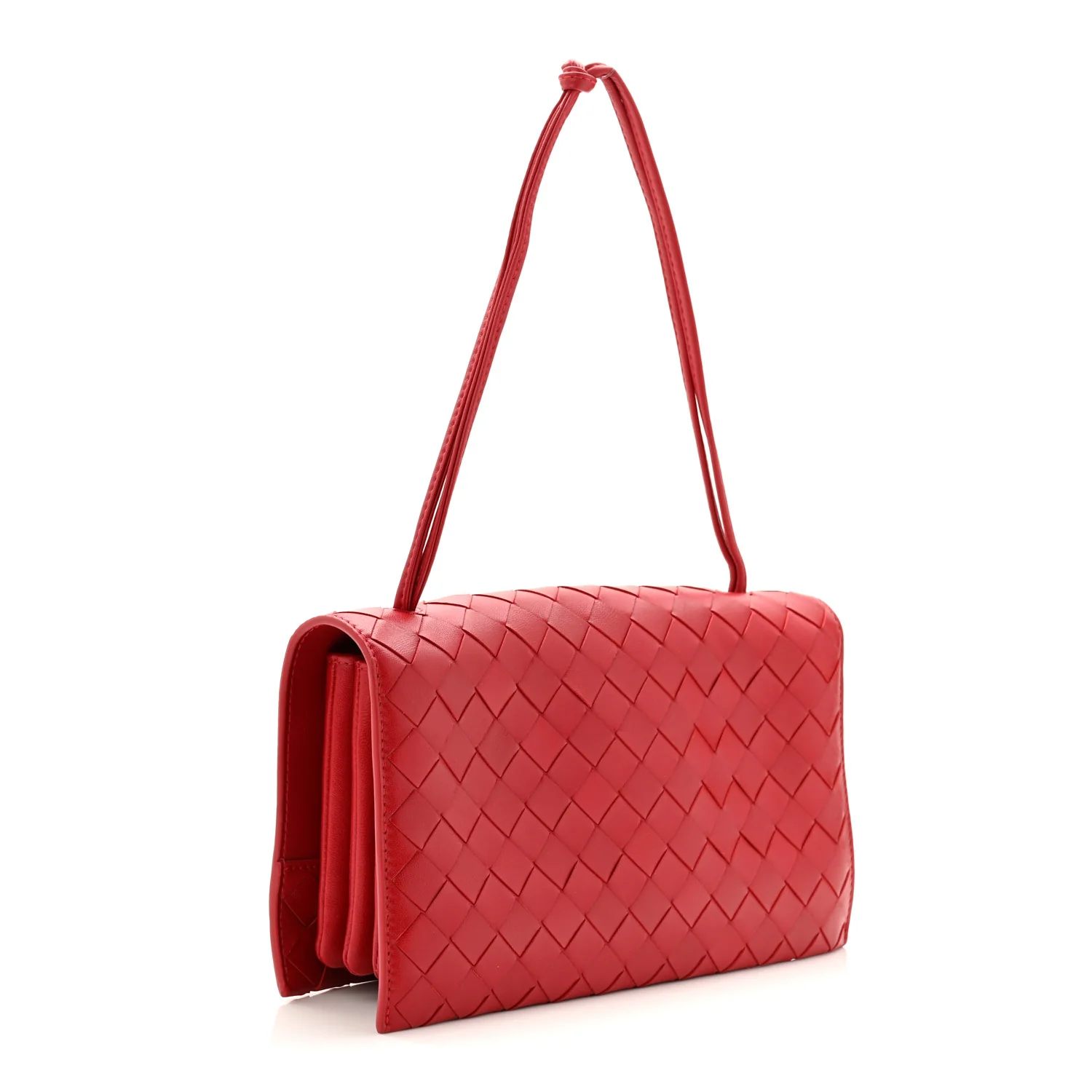 Nappa Intrecciato Trio Pouch On Strap Red - Image 3