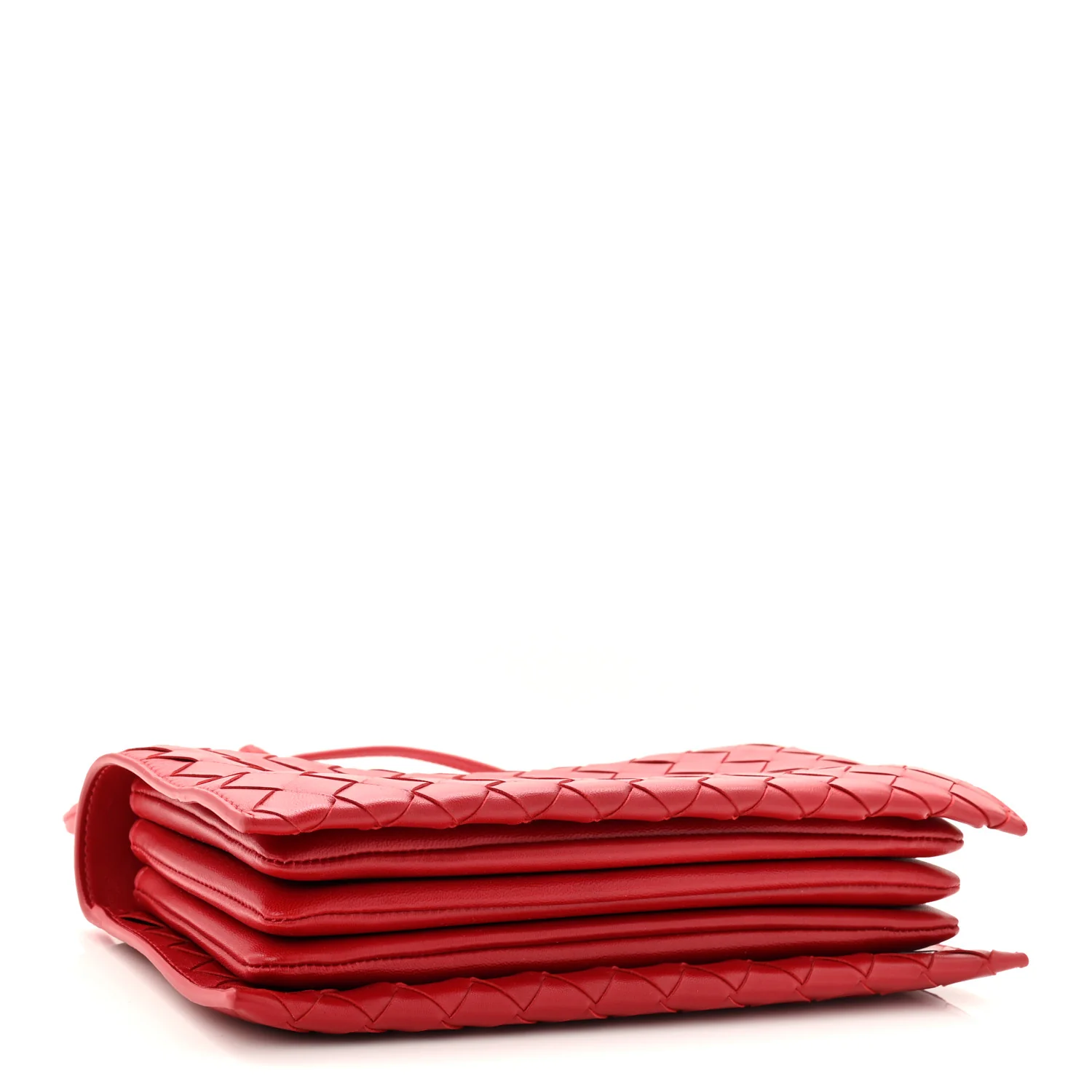 Nappa Intrecciato Trio Pouch On Strap Red - Image 4