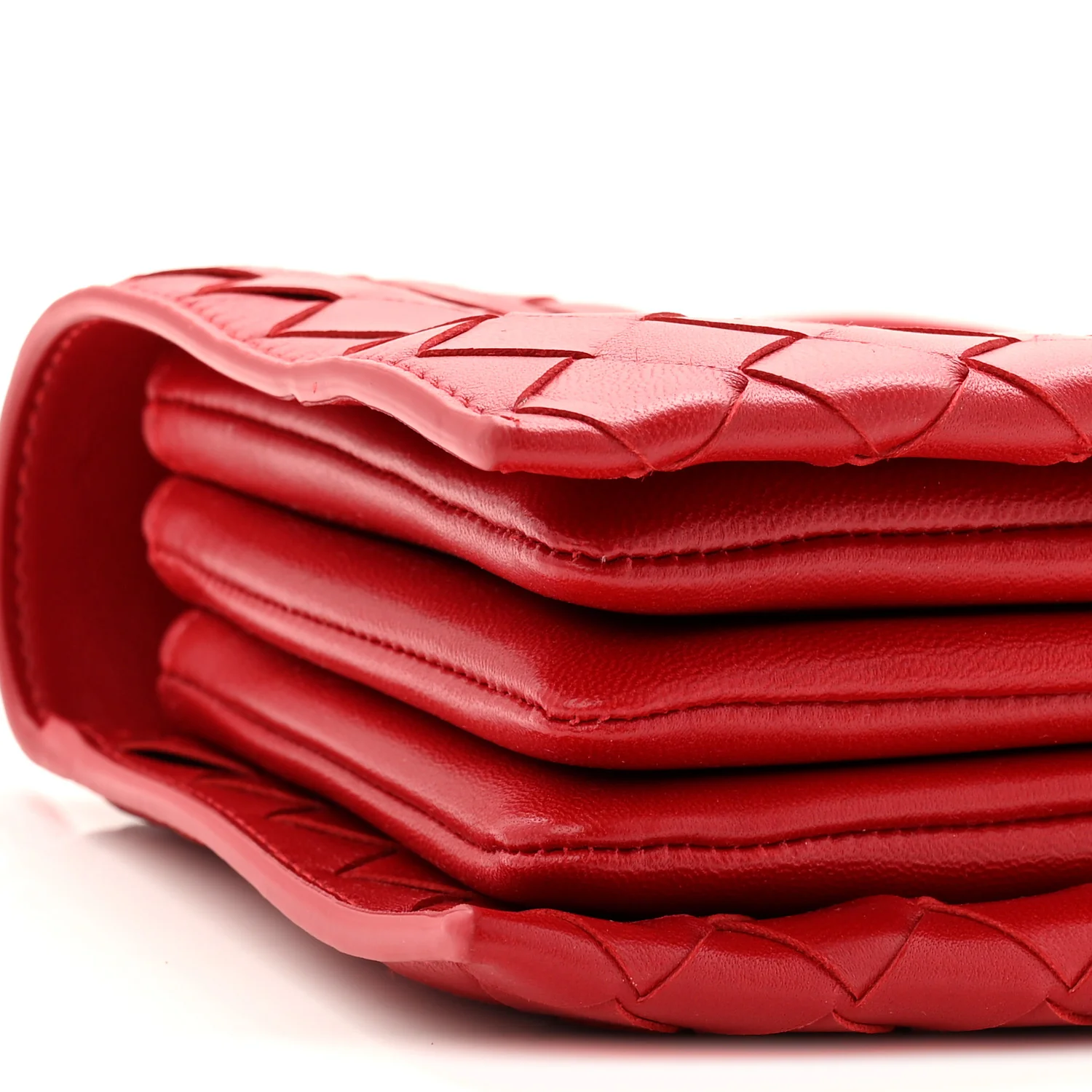 Nappa Intrecciato Trio Pouch On Strap Red - Image 9