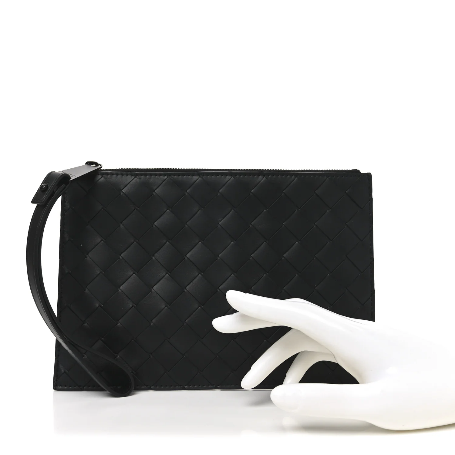 Nappa Intrecciato Wristlet Zip Wallet Black - Image 2