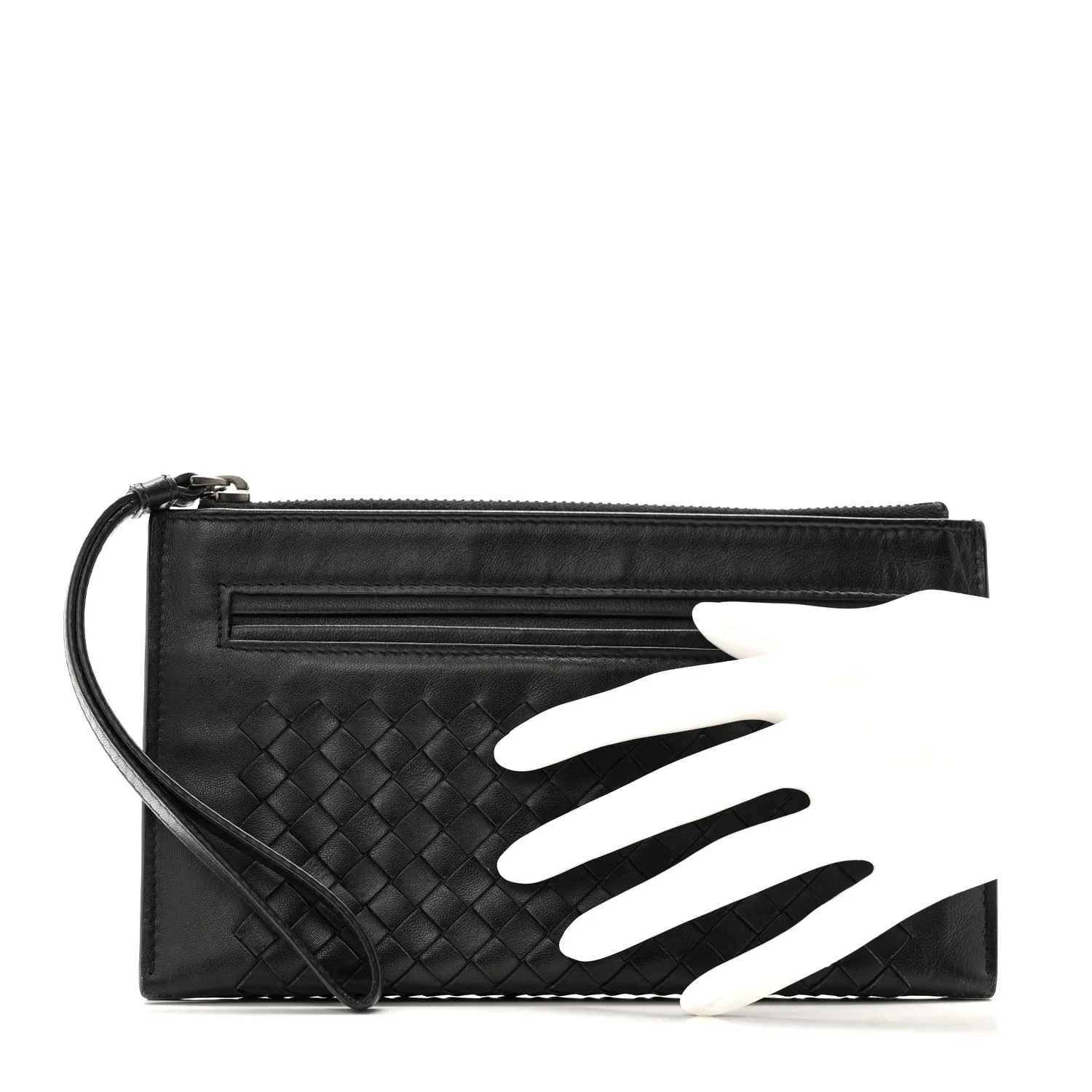 Nappa Intrecciato Wristlet Zip Wallet Black - Image 2