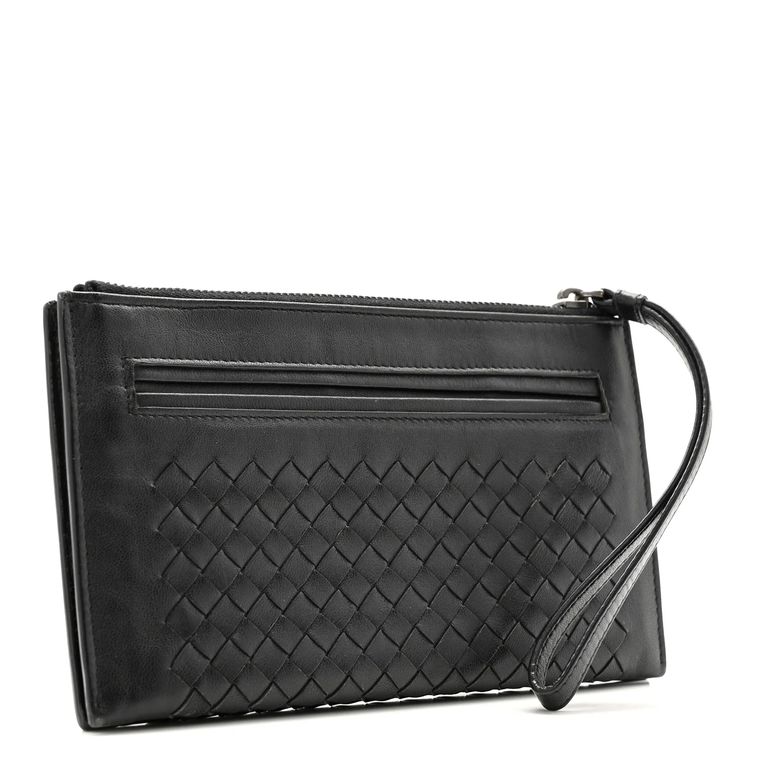 Nappa Intrecciato Wristlet Zip Wallet Black - Image 3