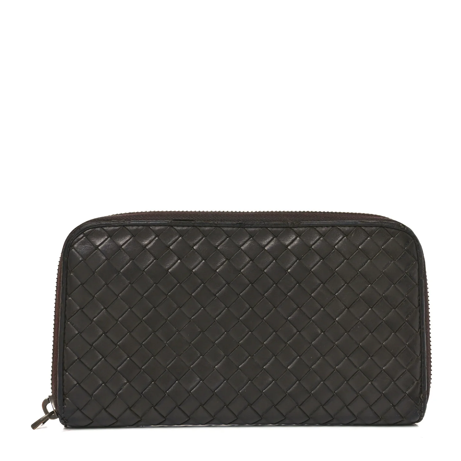 Nappa Intrecciato Zip Around Wallet Brown
