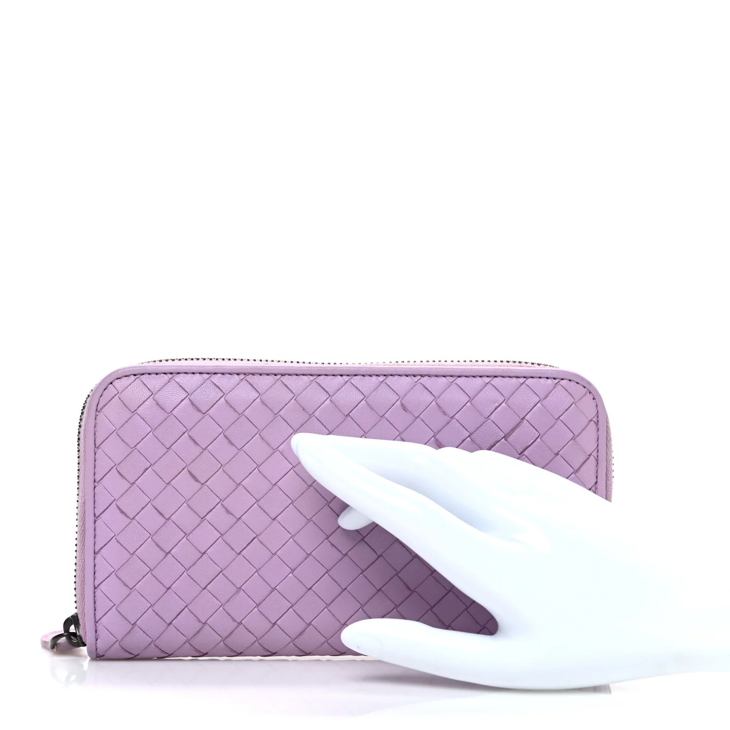 Nappa Intrecciato Zip Around Wallet Lilac - Image 2