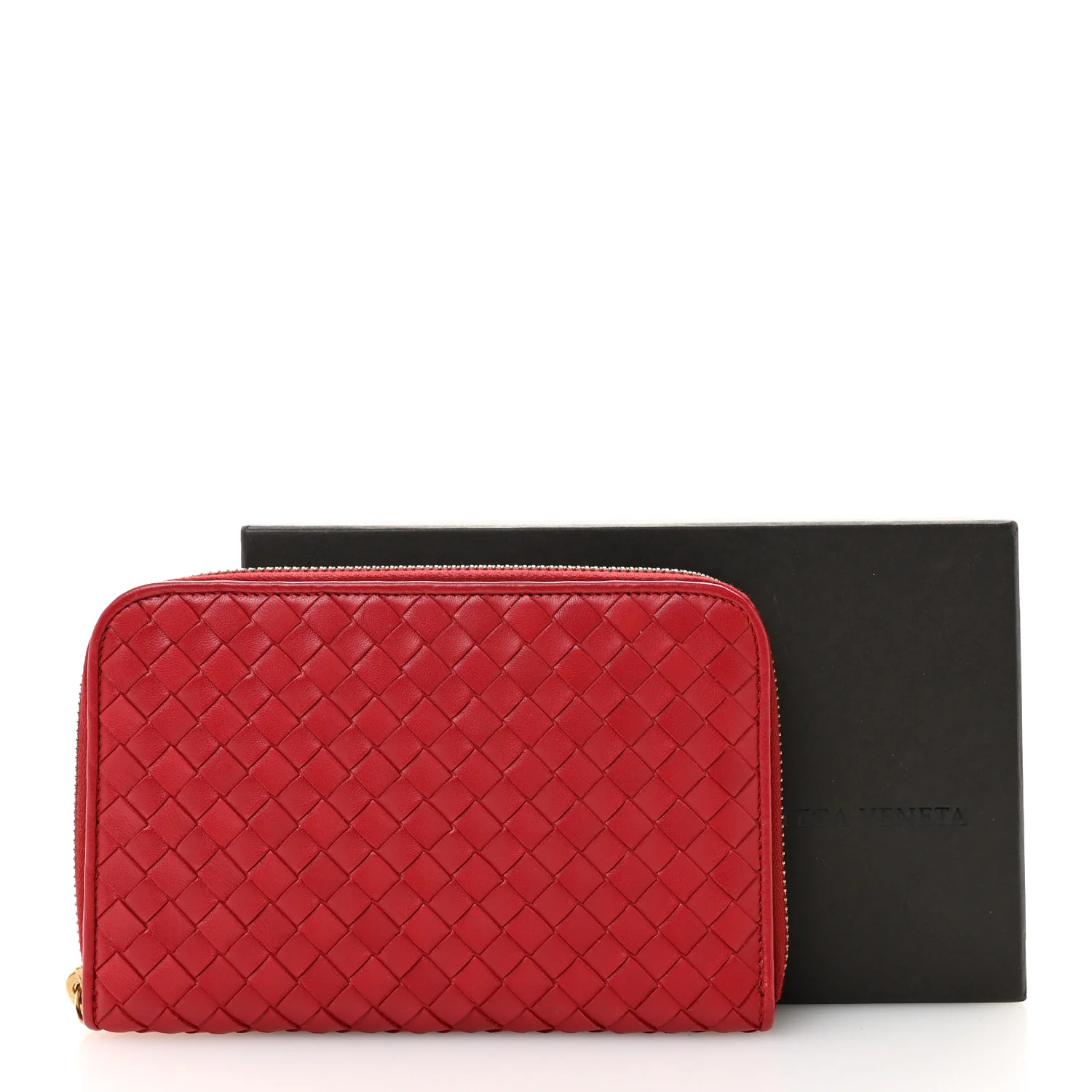 Nappa Intrecciato Zip Around Wallet Red - Image 10