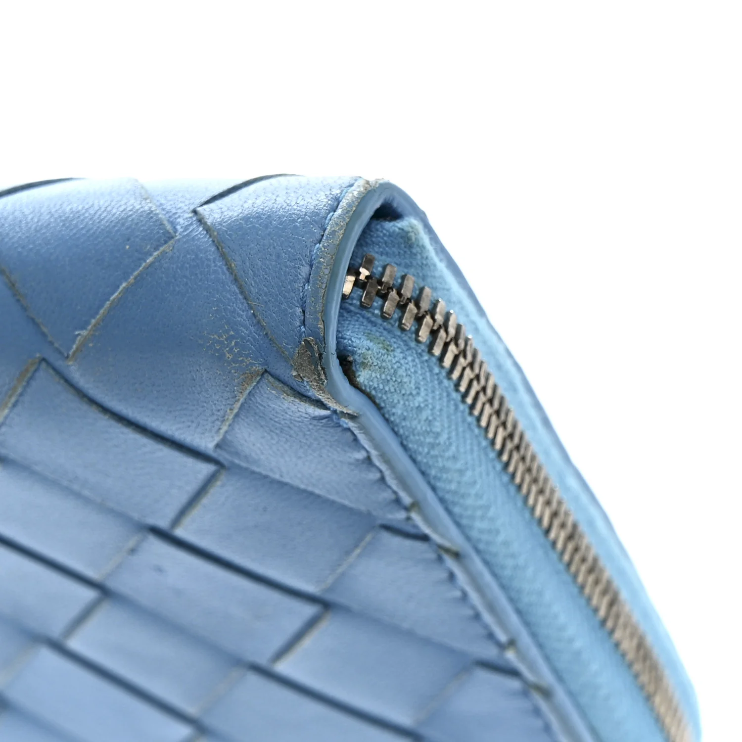 Nappa Intrecciato Zip Around Wallet Sky Blue - Image 12