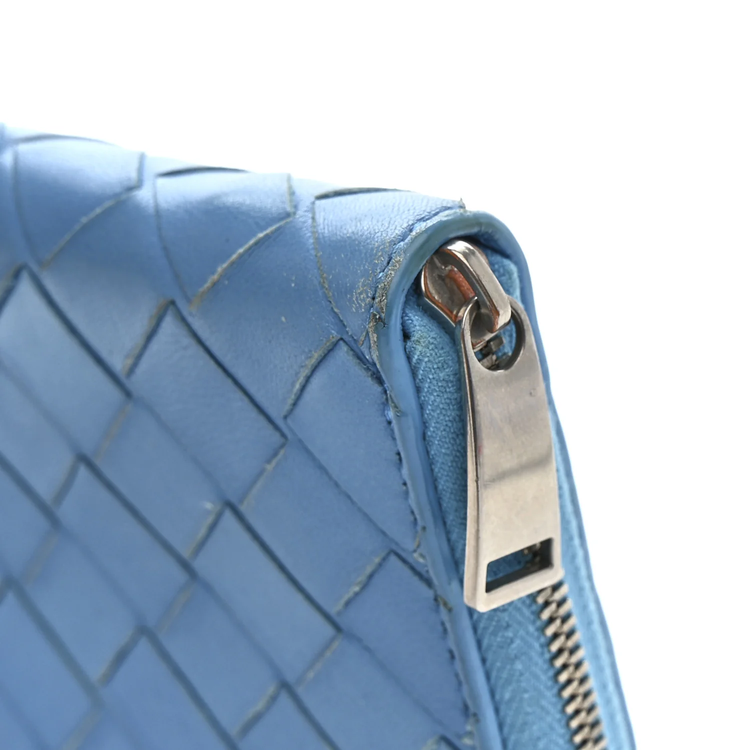 Nappa Intrecciato Zip Around Wallet Sky Blue - Image 14