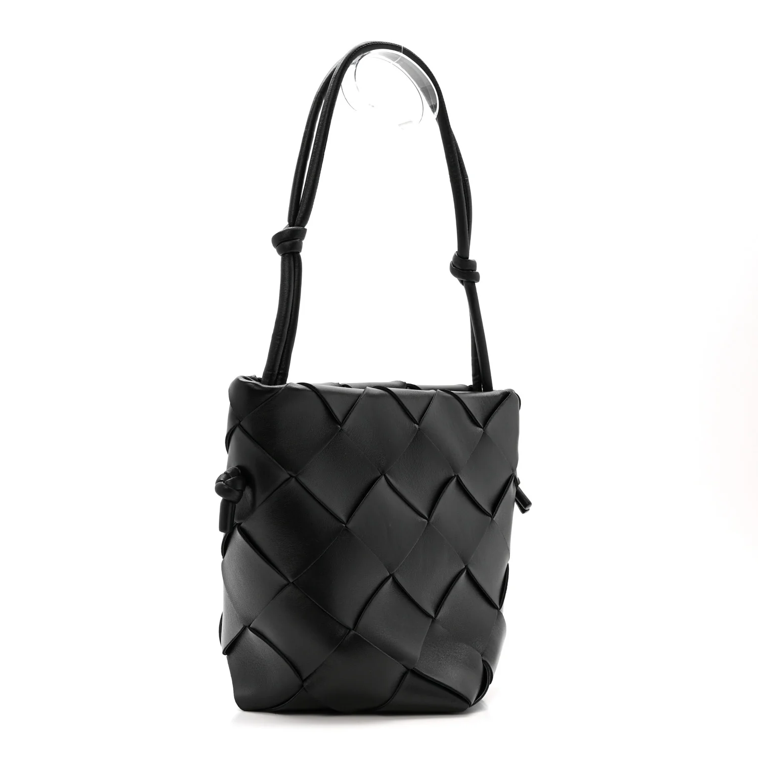 Nappa Maxi Intrecciato Clasp Bucket Bag Black - Image 3