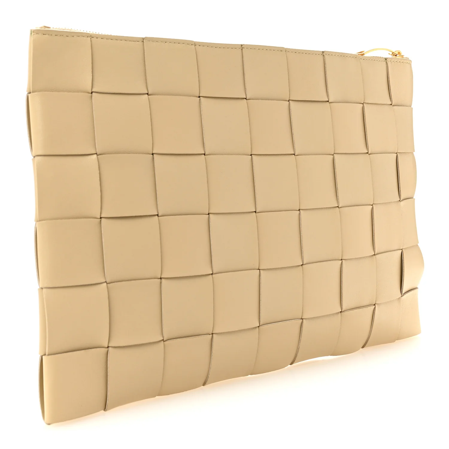 Nappa Maxi Intrecciato Large Cassette Flat Zip Pouch Porridge - Image 3