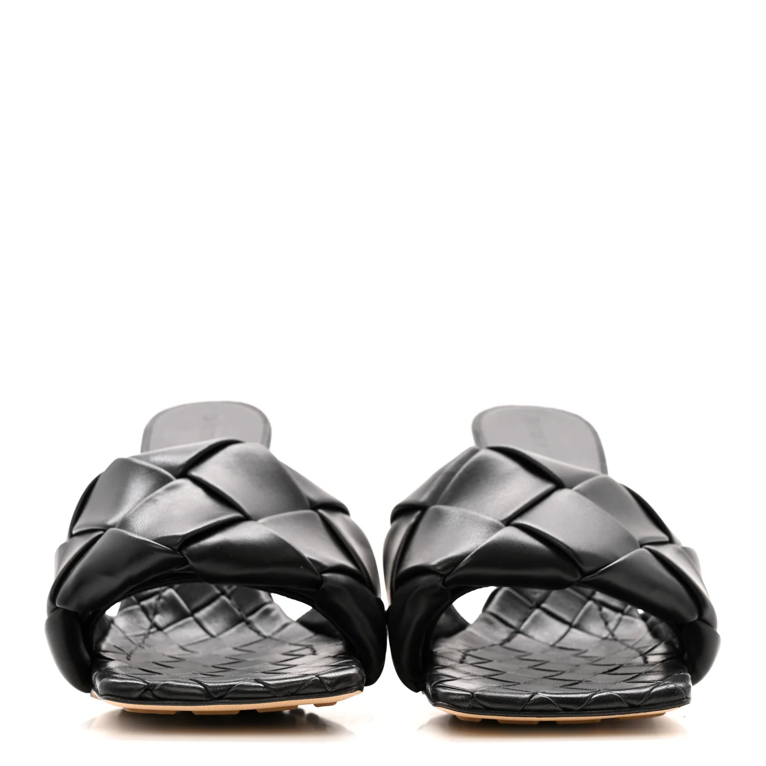 Nappa Maxi Intrecciato Lido Mule Sandals 37.5 Black - Image 3
