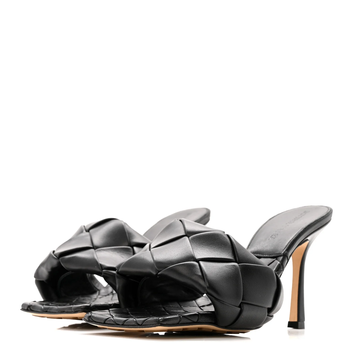 Nappa Maxi Intrecciato Lido Mule Sandals 37.5 Black - Image 4