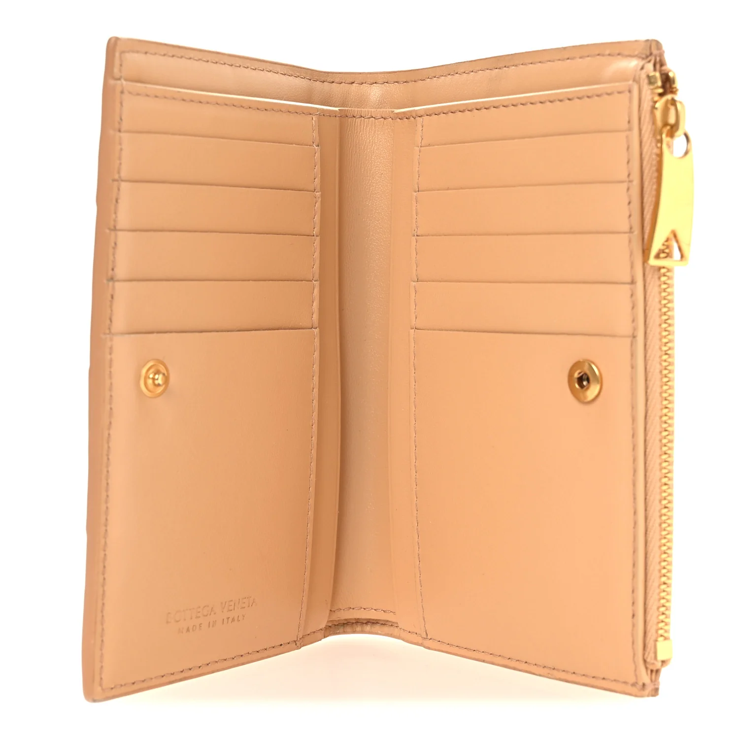 Nappa Maxi Intrecciato Medium Cassette Bifold Zip Wallet  Porridge - Image 5