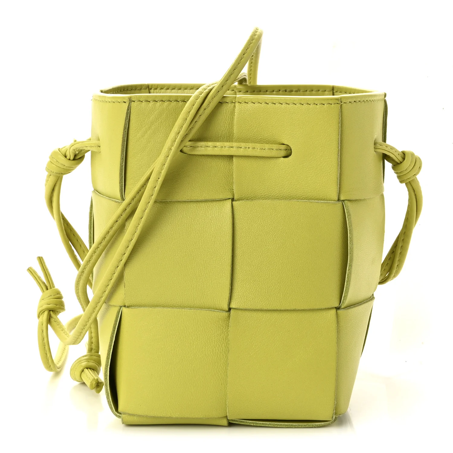 Nappa Maxi Intrecciato Mini Cassette Bucket Bag Kiwi