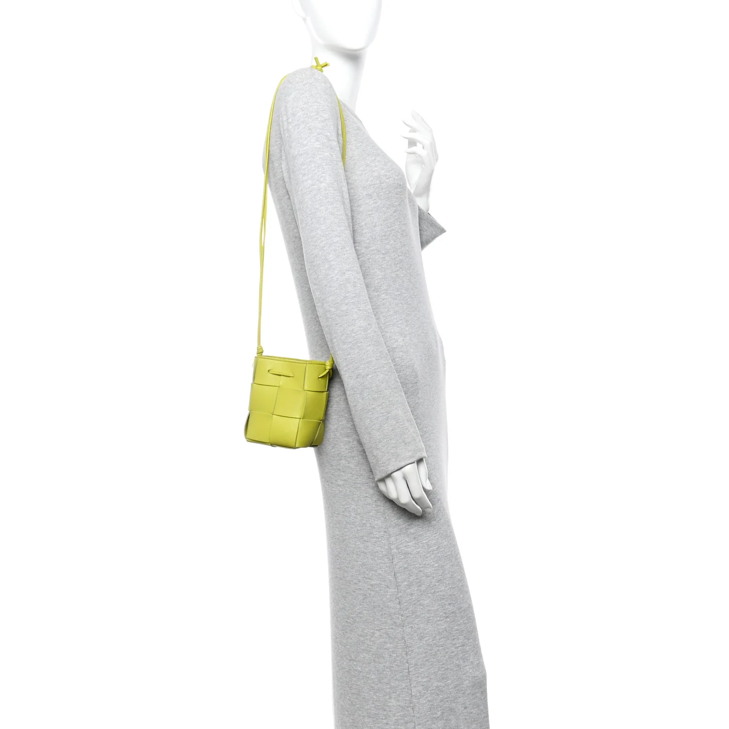 Nappa Maxi Intrecciato Mini Cassette Bucket Bag Kiwi - Image 2