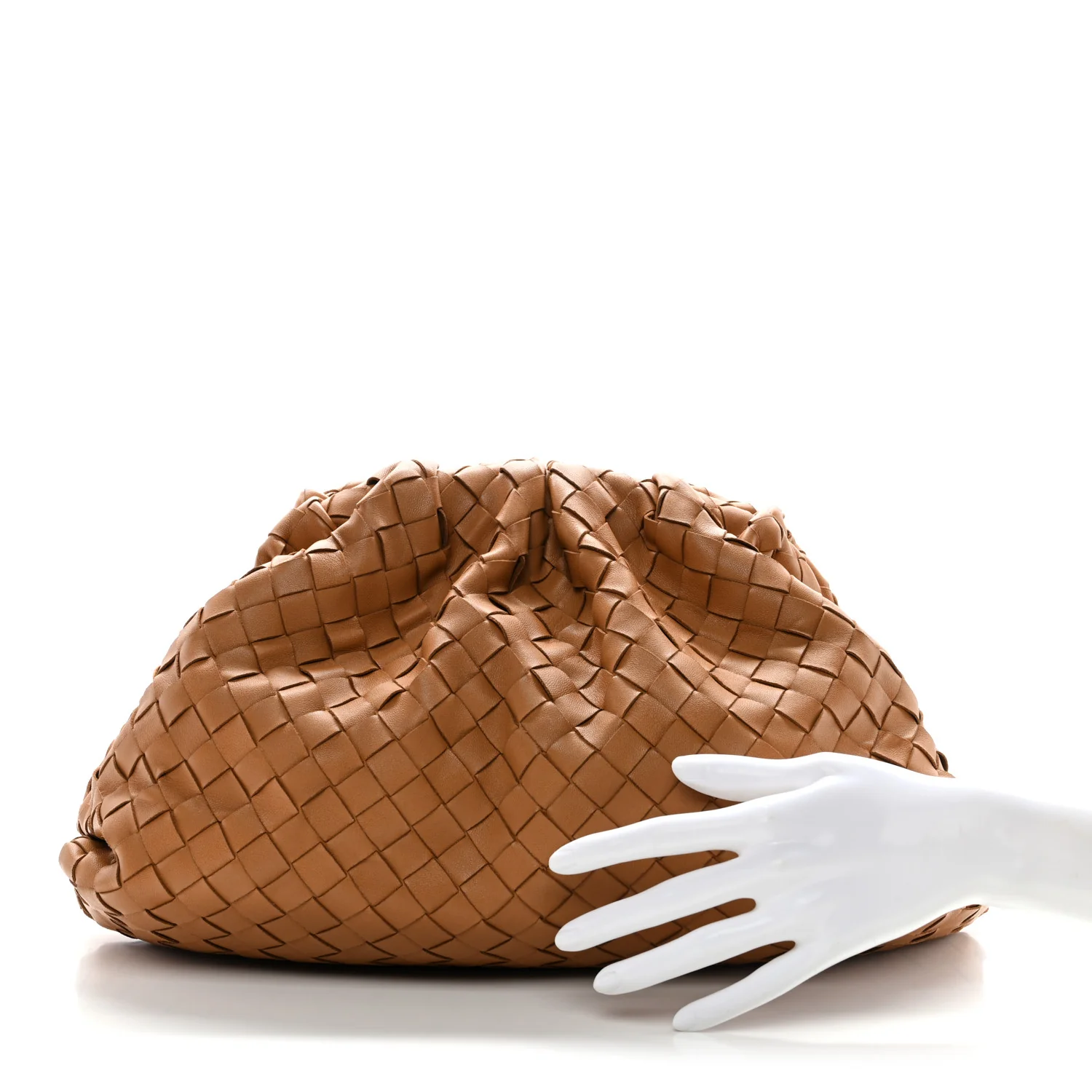 Nappa Maxi Intrecciato The Pouch Oversized Clutch Caramel - Image 2
