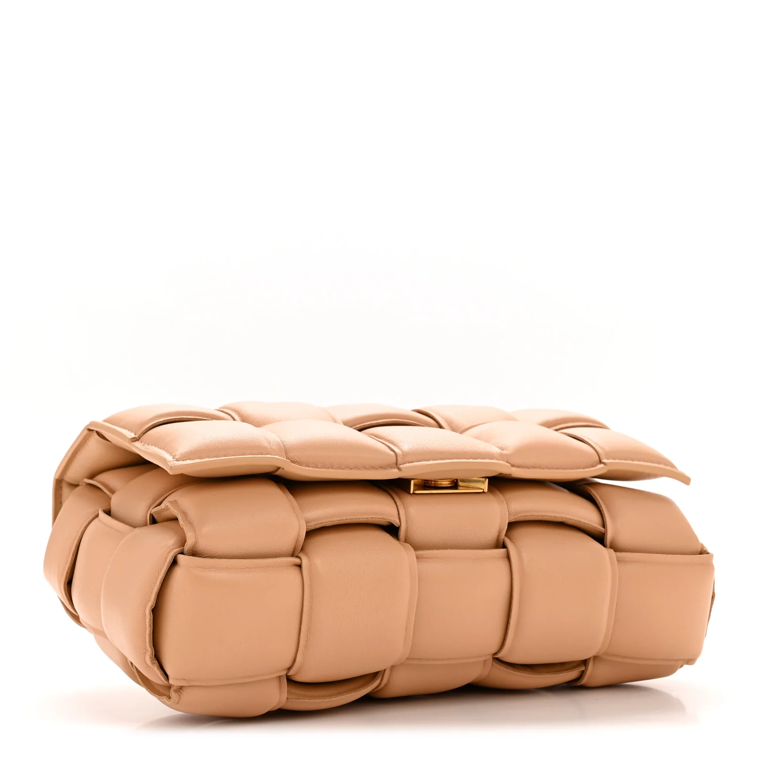 Nappa Maxi Intreccio Padded Cassette Crossbody Bag Almond - Image 4