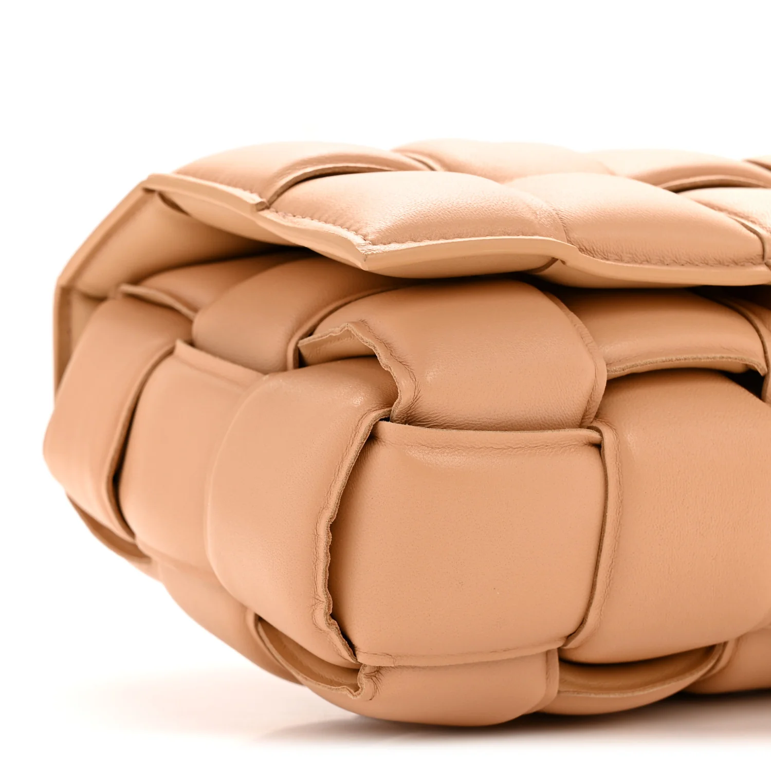 Nappa Maxi Intreccio Padded Cassette Crossbody Bag Almond - Image 9