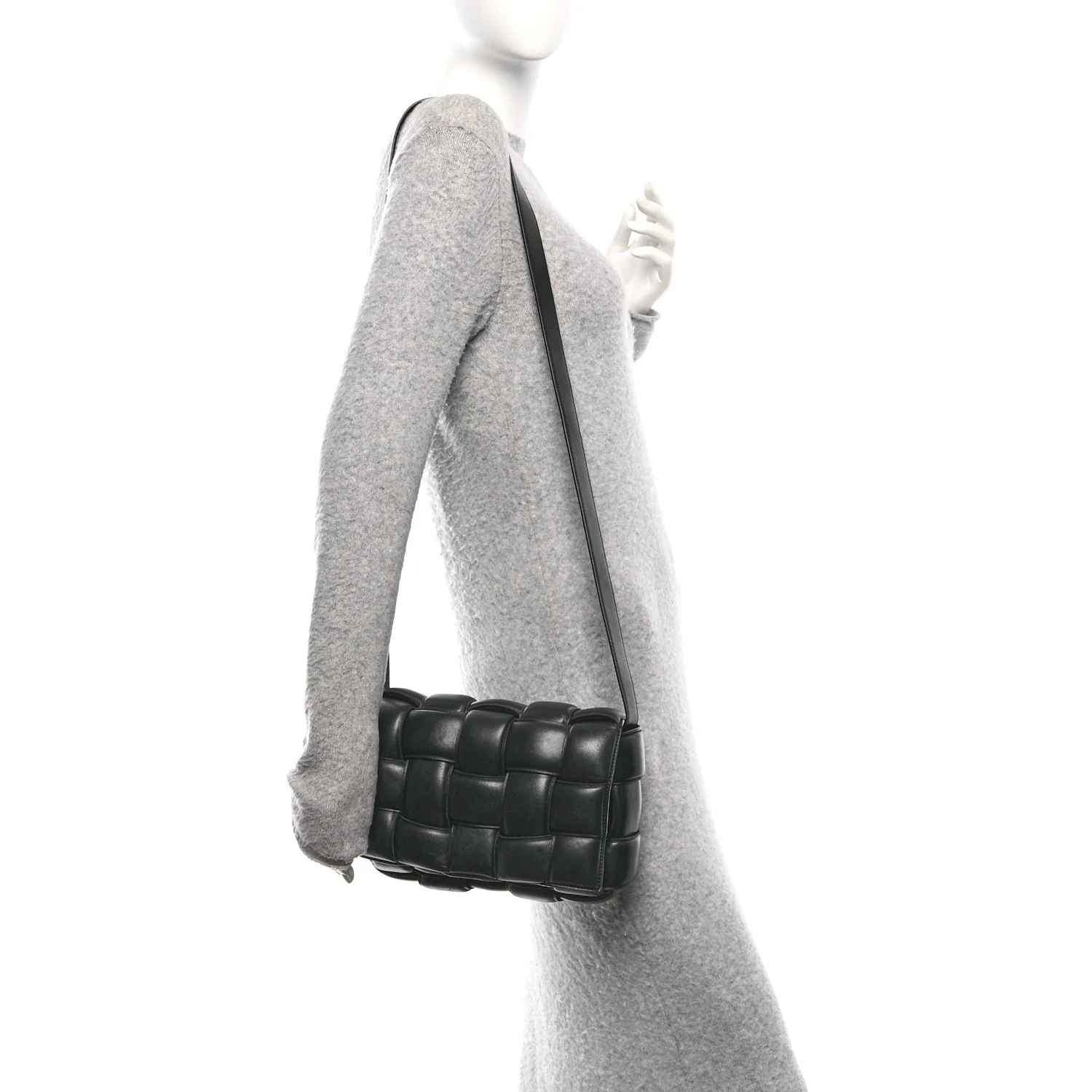 Nappa Maxi Intreccio Padded Cassette Crossbody Bag Black - Image 2