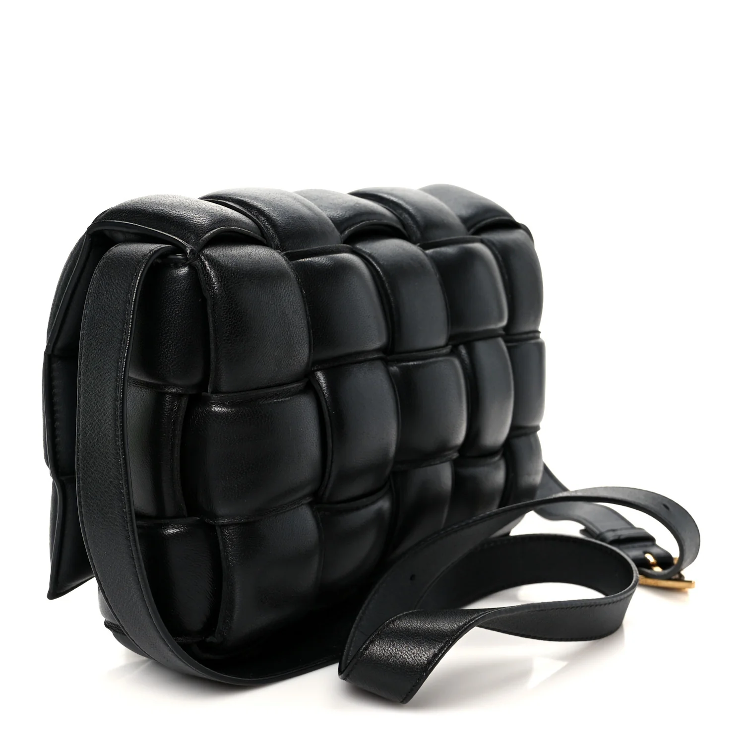 Nappa Maxi Intreccio Padded Cassette Crossbody Bag Black - Image 3