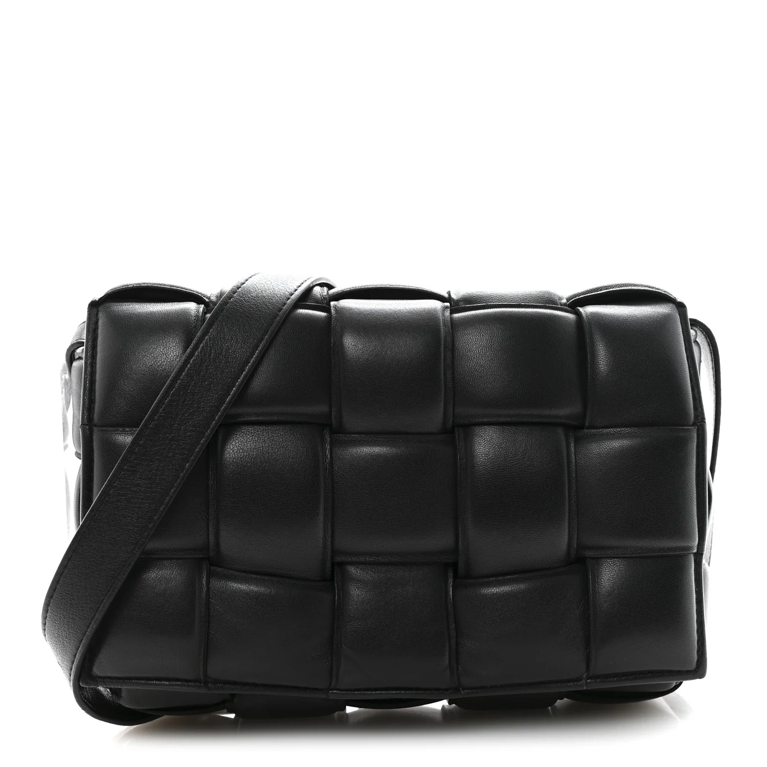 Nappa Maxi Intreccio Padded Cassette Crossbody Bag Black