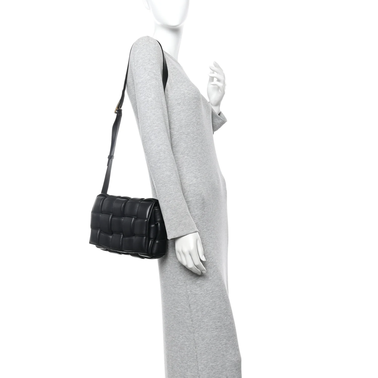 Nappa Maxi Intreccio Padded Cassette Crossbody Bag Black - Image 2