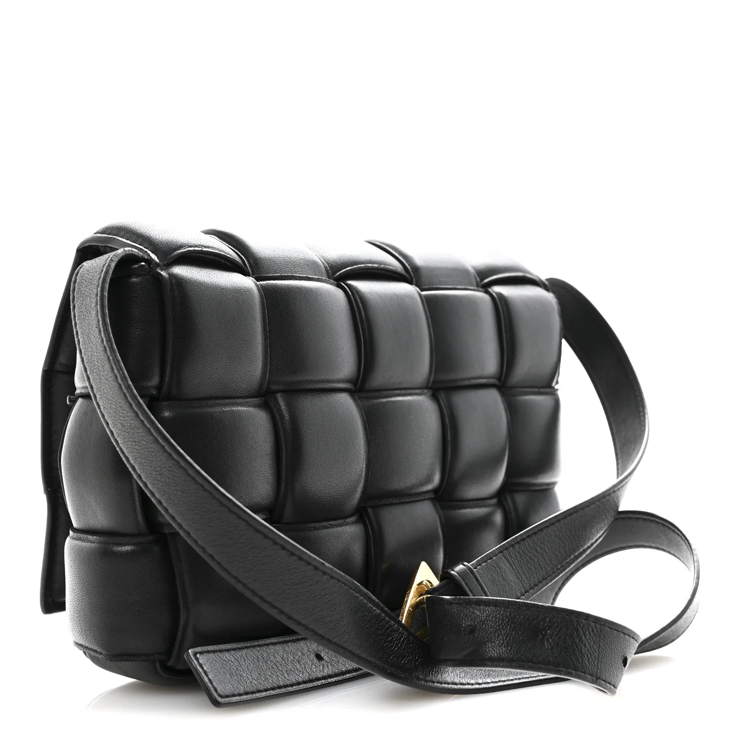 Nappa Maxi Intreccio Padded Cassette Crossbody Bag Black - Image 3