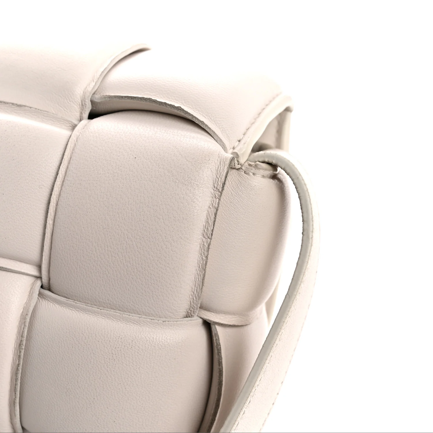 Nappa Maxi Intreccio Padded Cassette Crossbody Bag Chalk - Image 14
