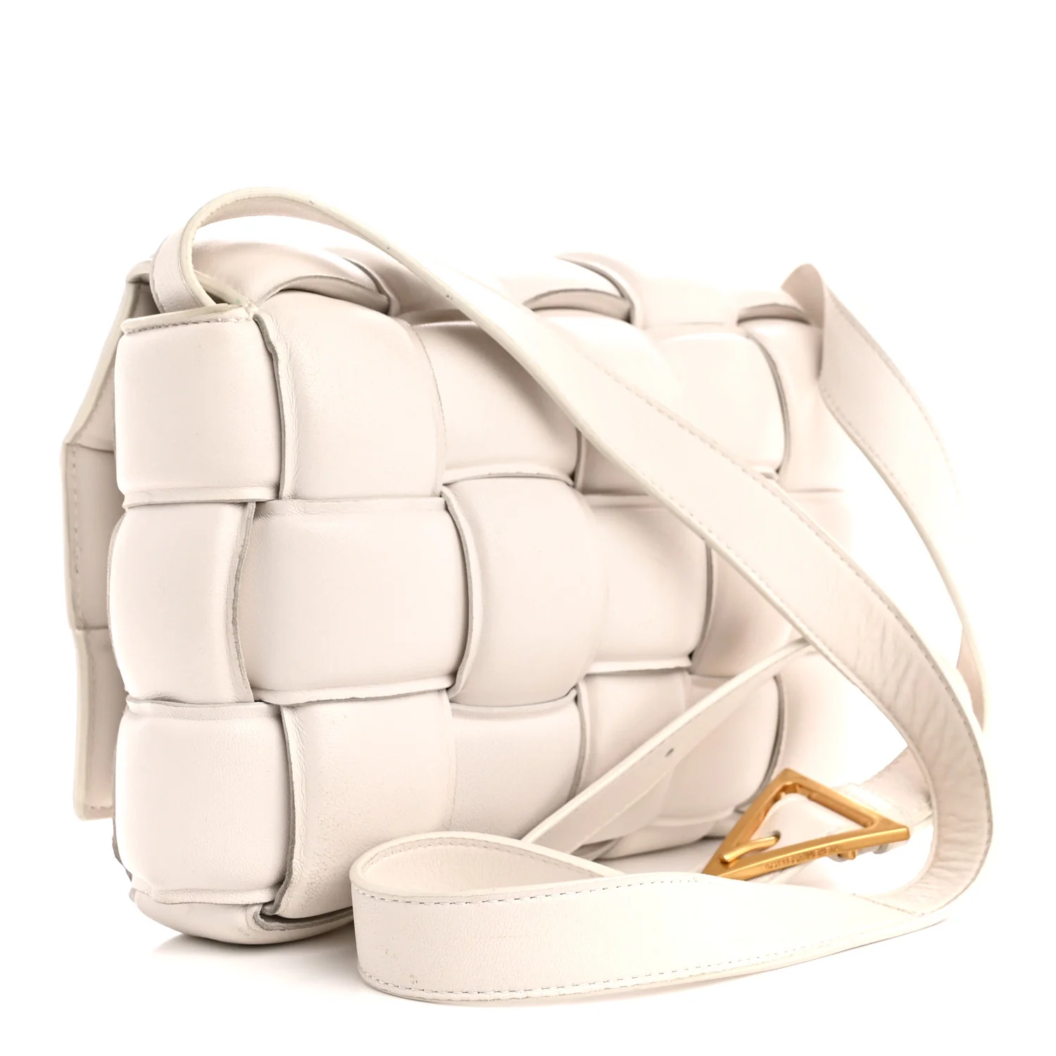 Nappa Maxi Intreccio Padded Cassette Crossbody Bag Chalk - Image 3