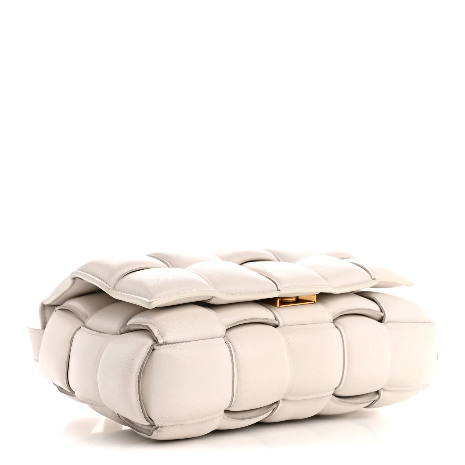 Nappa Maxi Intreccio Padded Cassette Crossbody Bag Chalk - Image 4